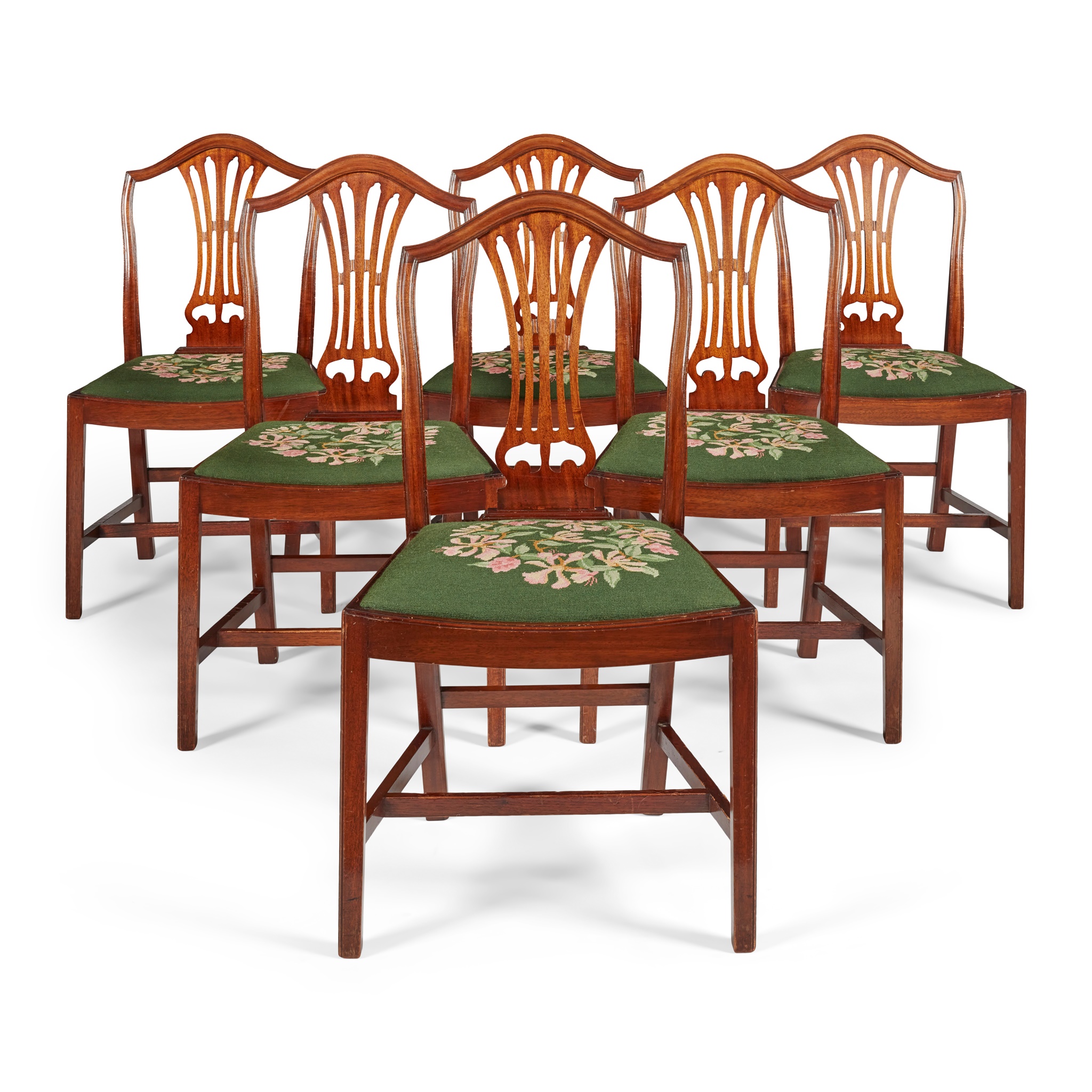 SET OF EIGHT GEORGE III STYLE MAHOGANY DINING CHAIRS