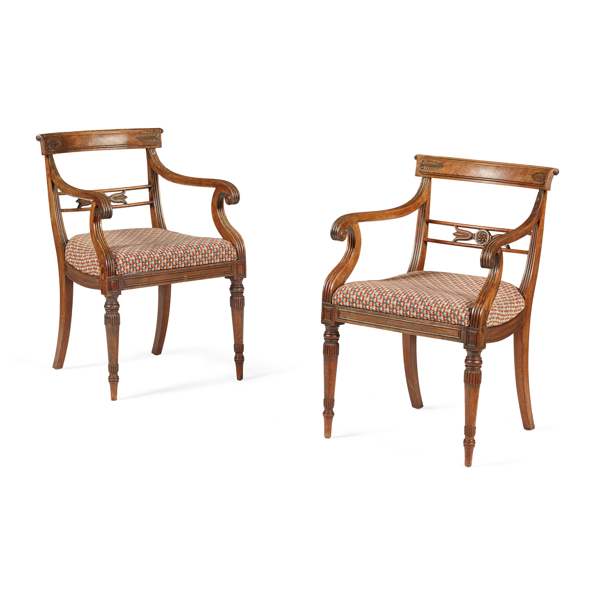 PAIR OF REGENCY MAHOGANY ARMCHAIRS