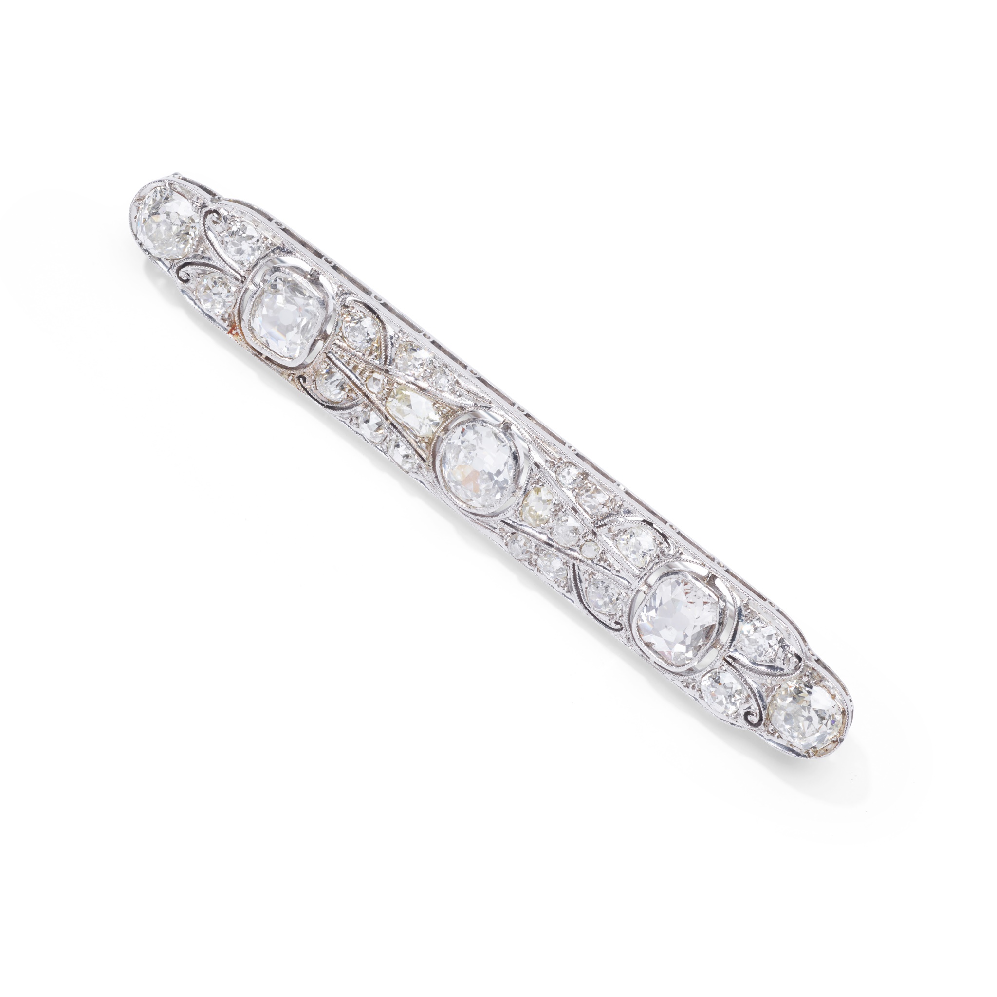 An early 20th century diamond bar brooch