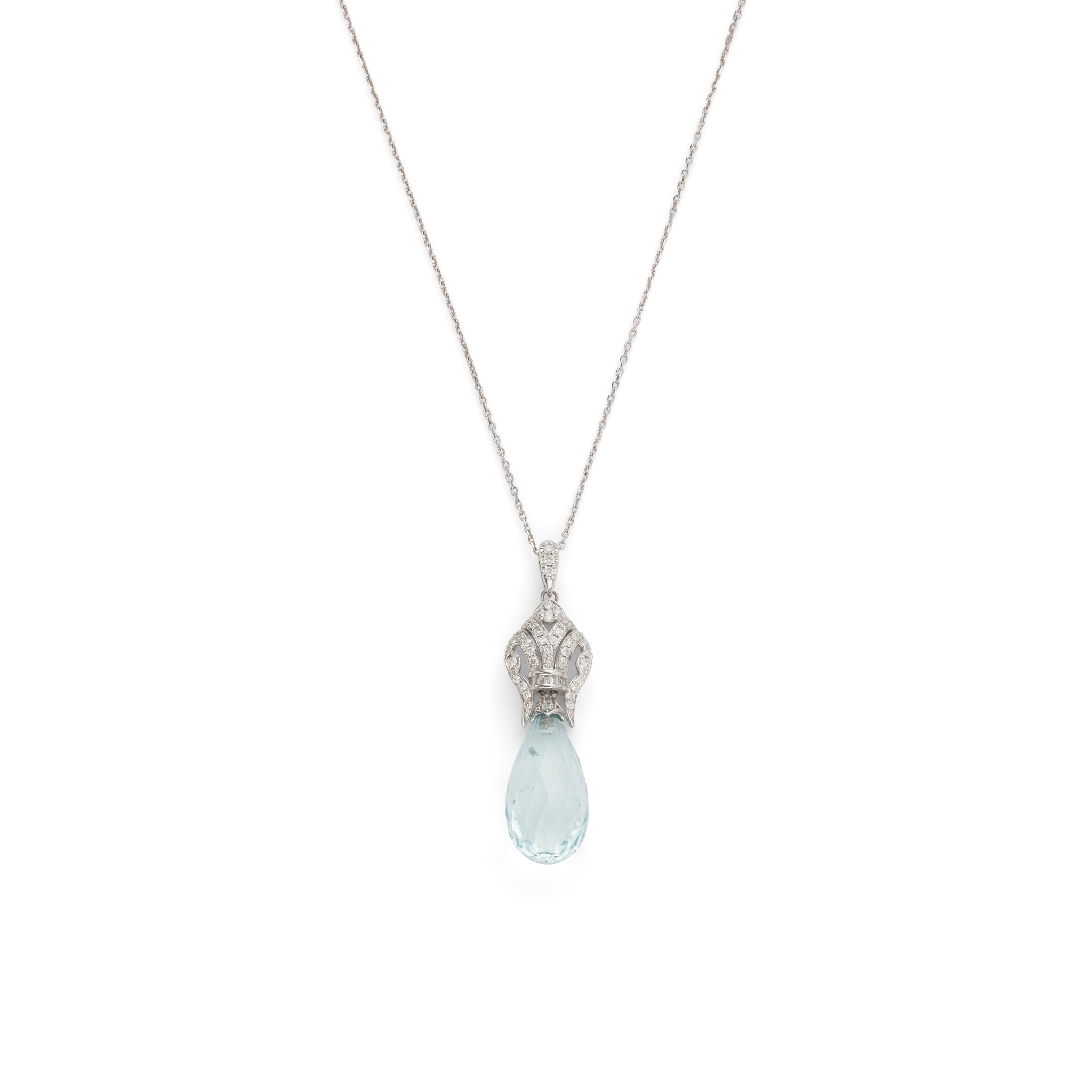 An aquamarine and diamond pendant