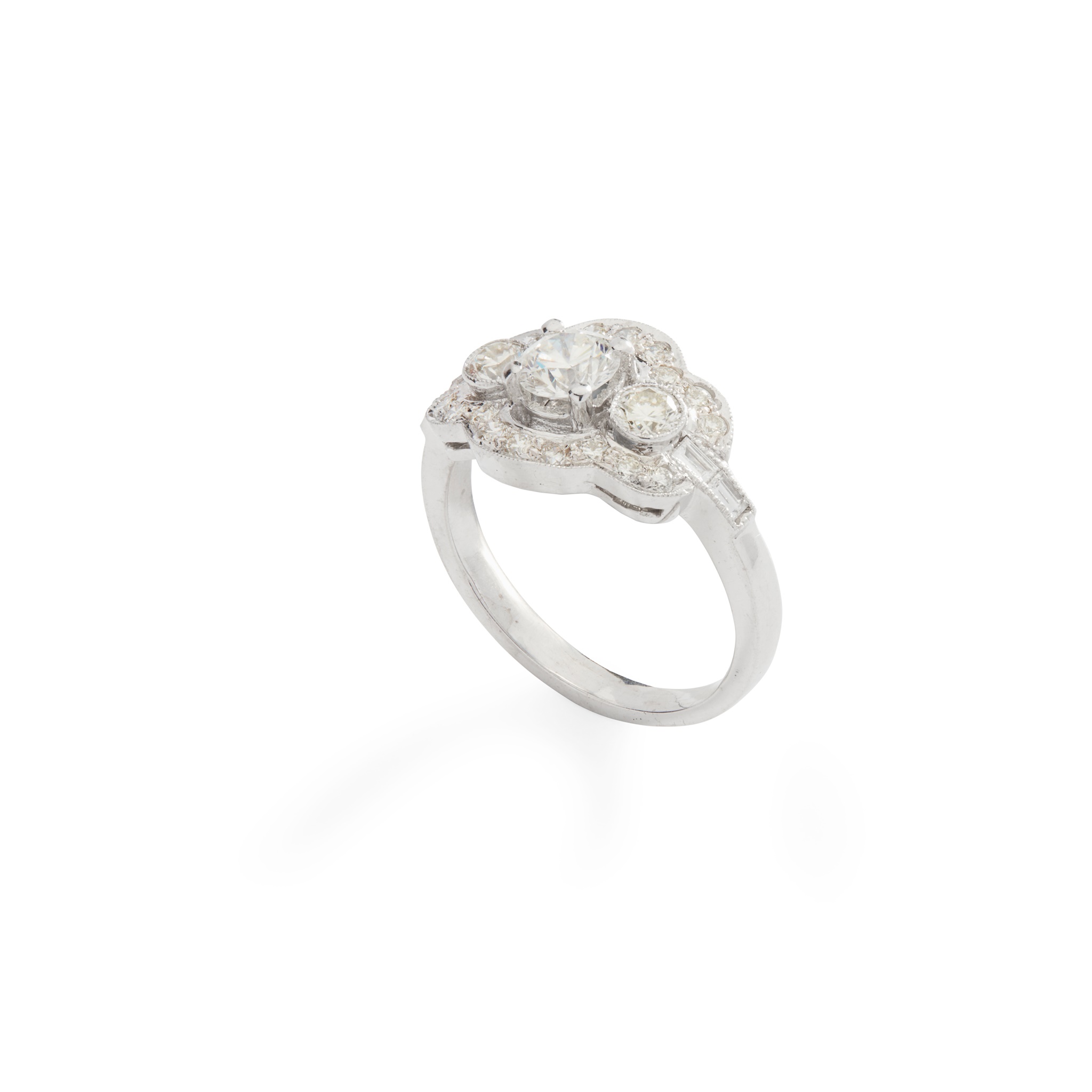 A three-stone diamond ring