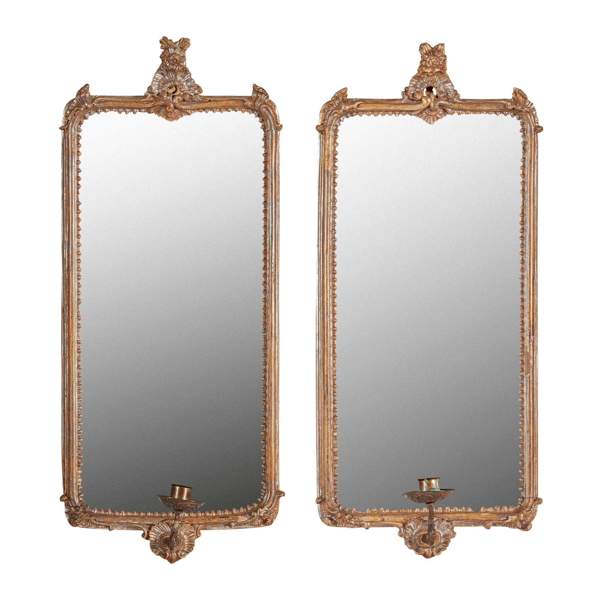 PAIR OF VENETIAN SILVERED GIRONDOLE MIRRORS