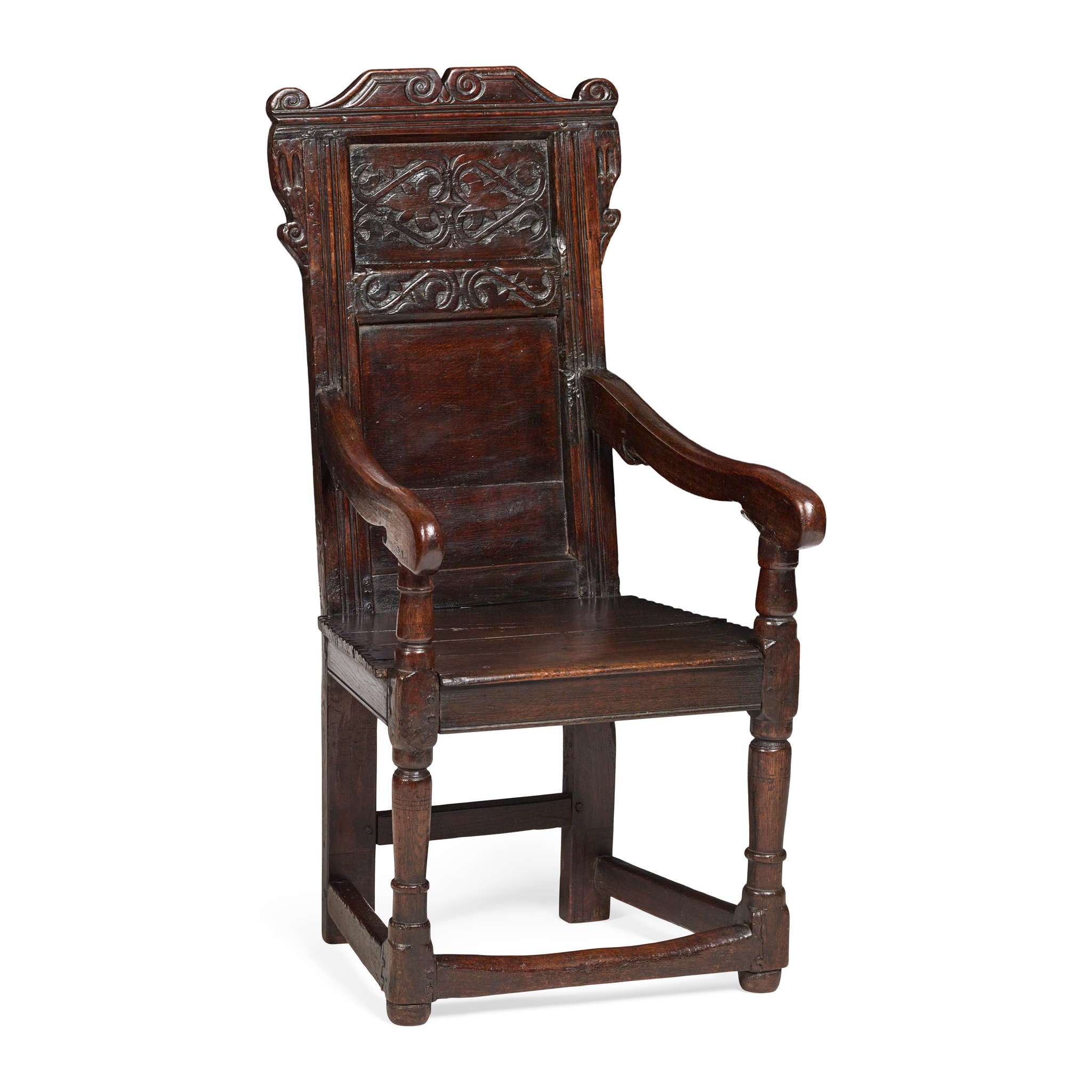 CHARLES II OAK ARMCHAIR