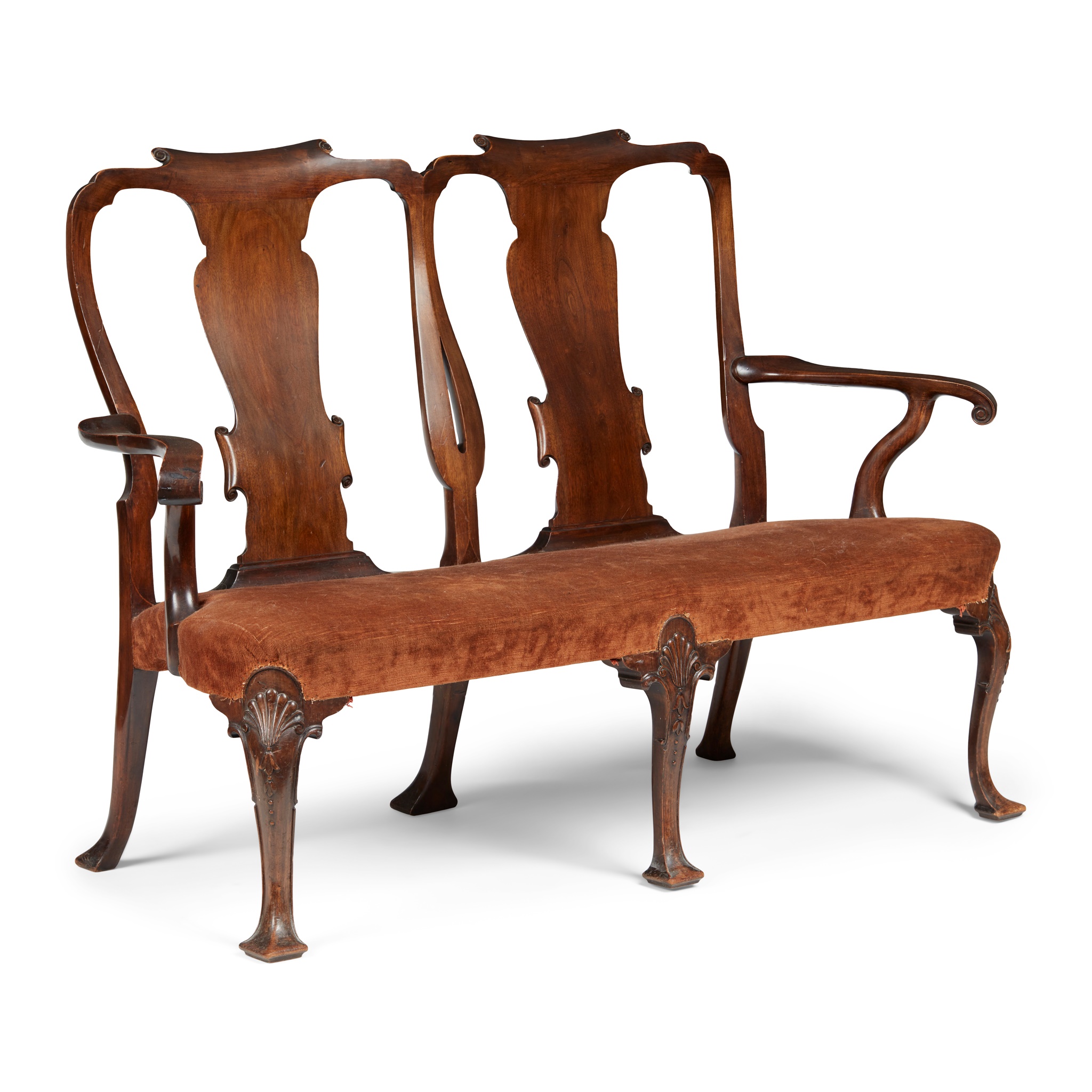 GEORGIAN STYLE MAHOGANY DOUBLE CHAIR BACK SETTEE