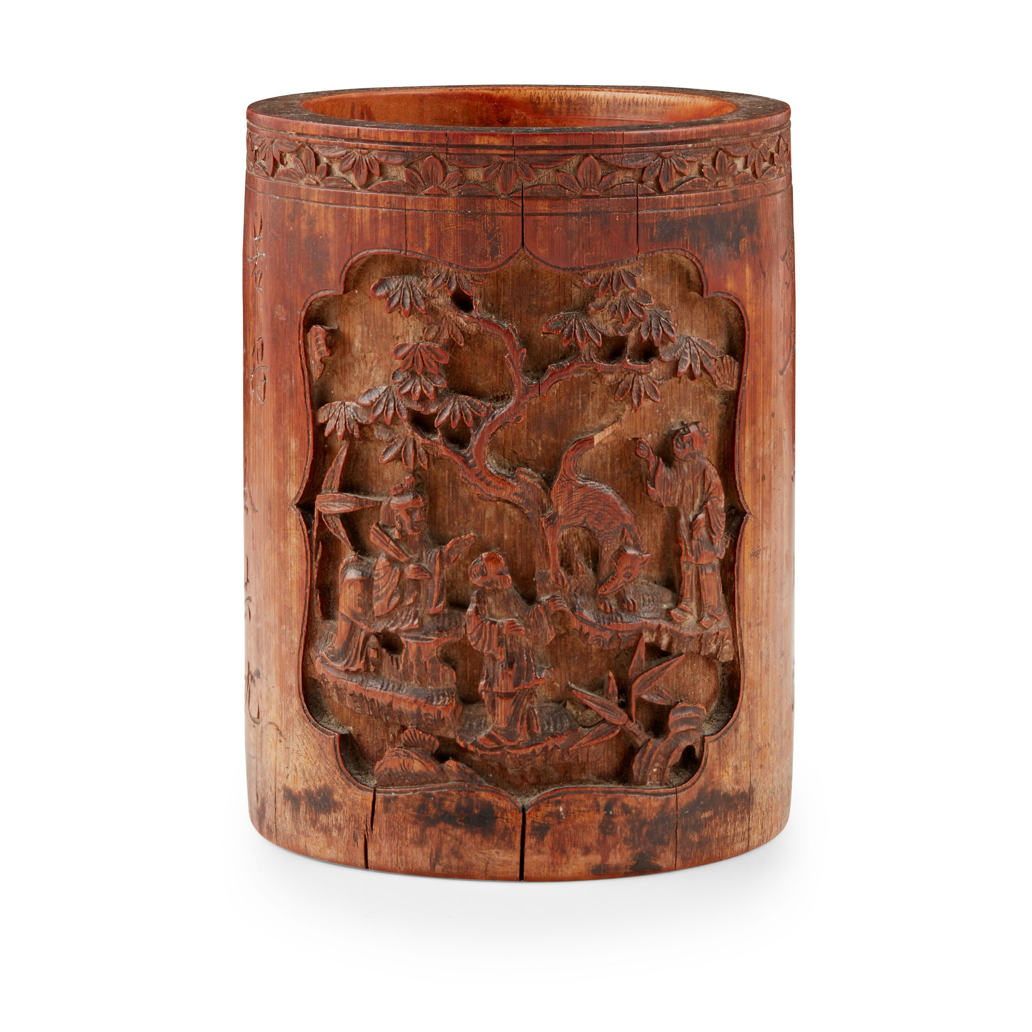 CARVED BAMBOO BRUSH POT