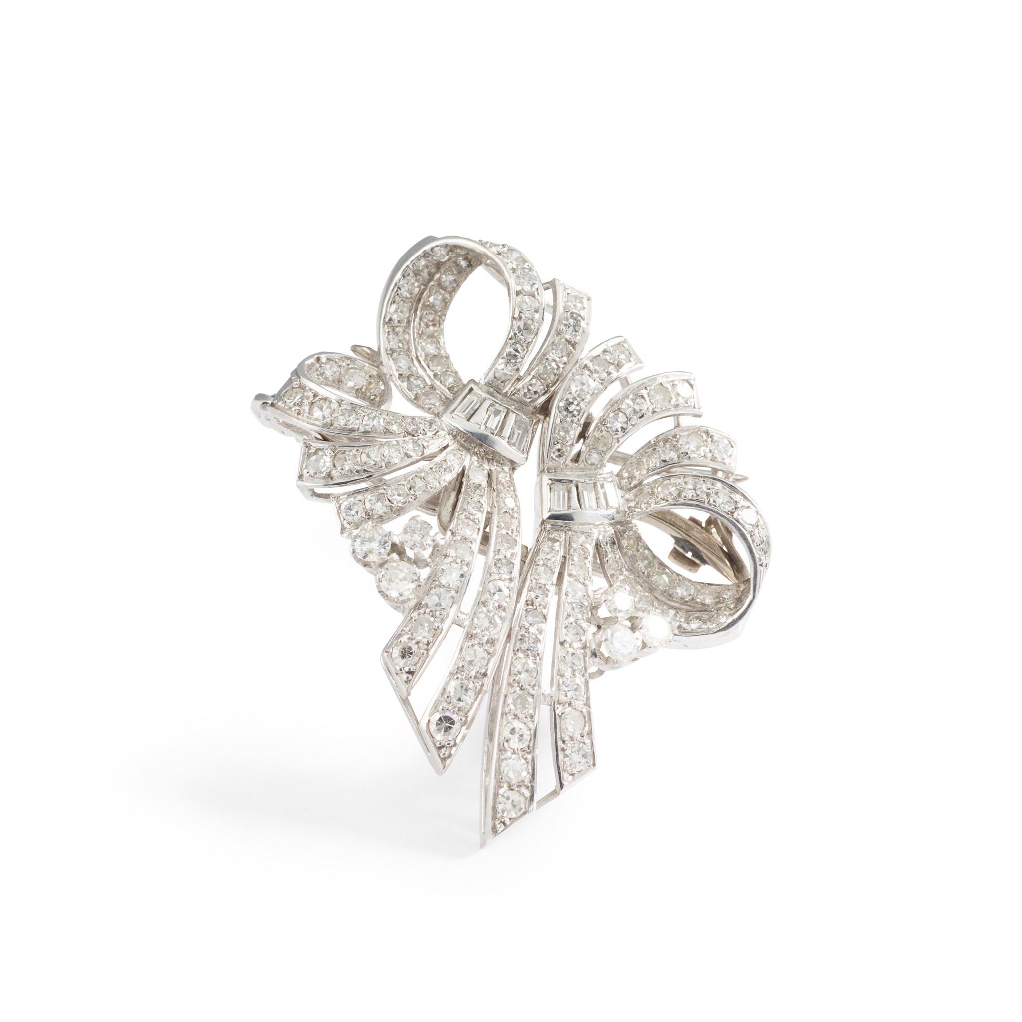 A diamond double clip brooch