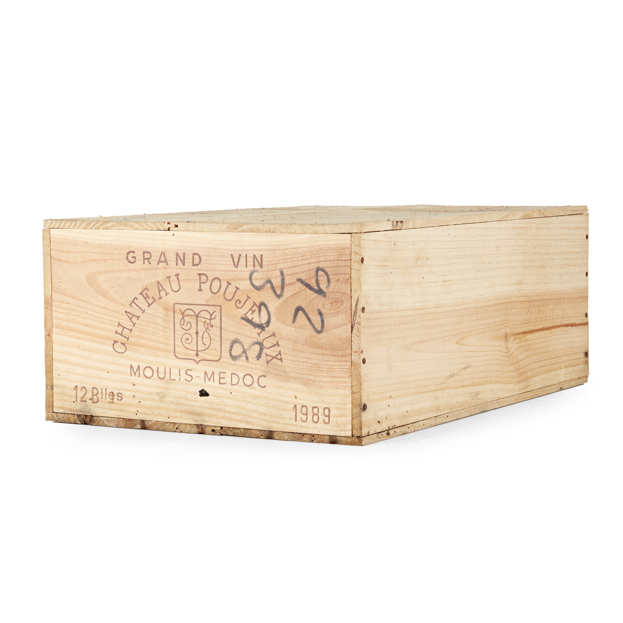 A case of twelve bottles of Bordeaux wine