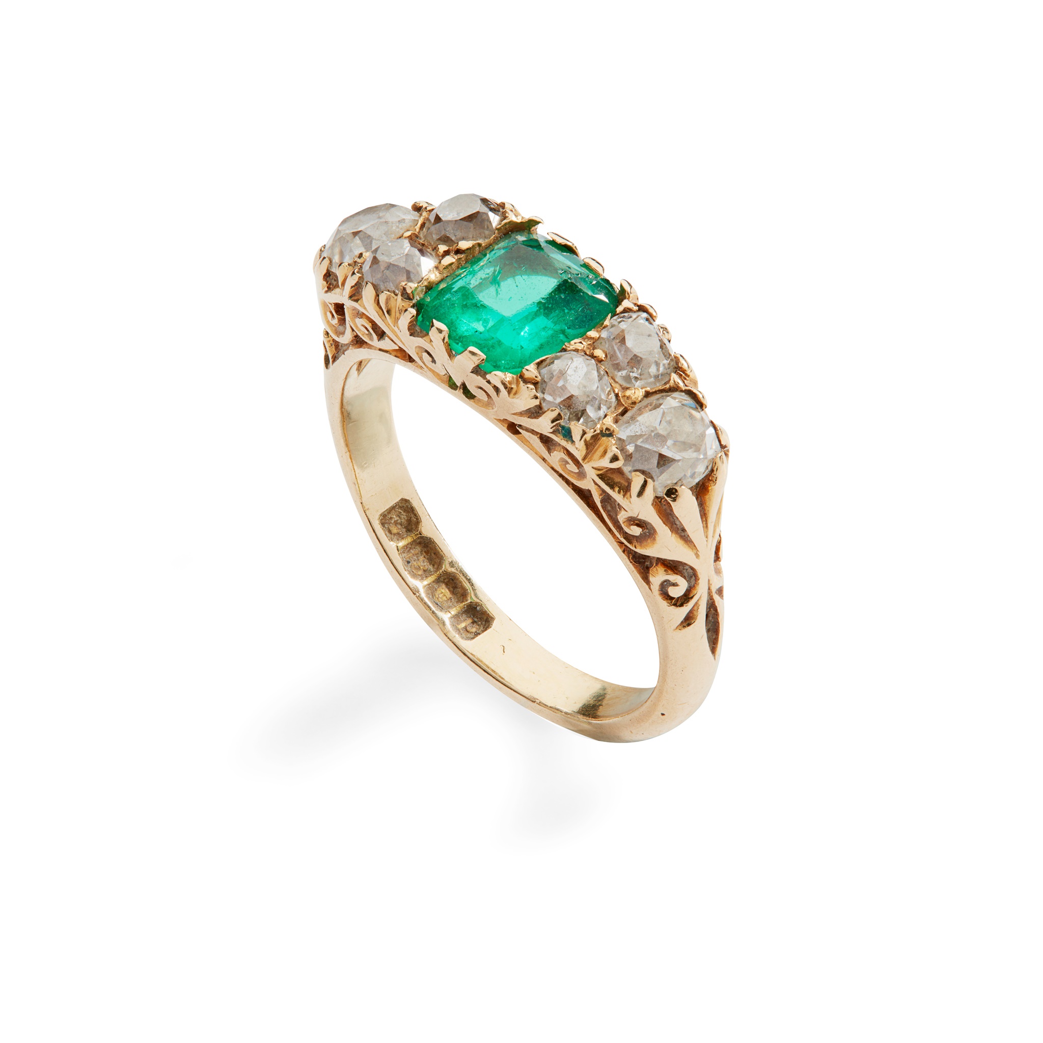 An Edwardian emerald and diamond ring