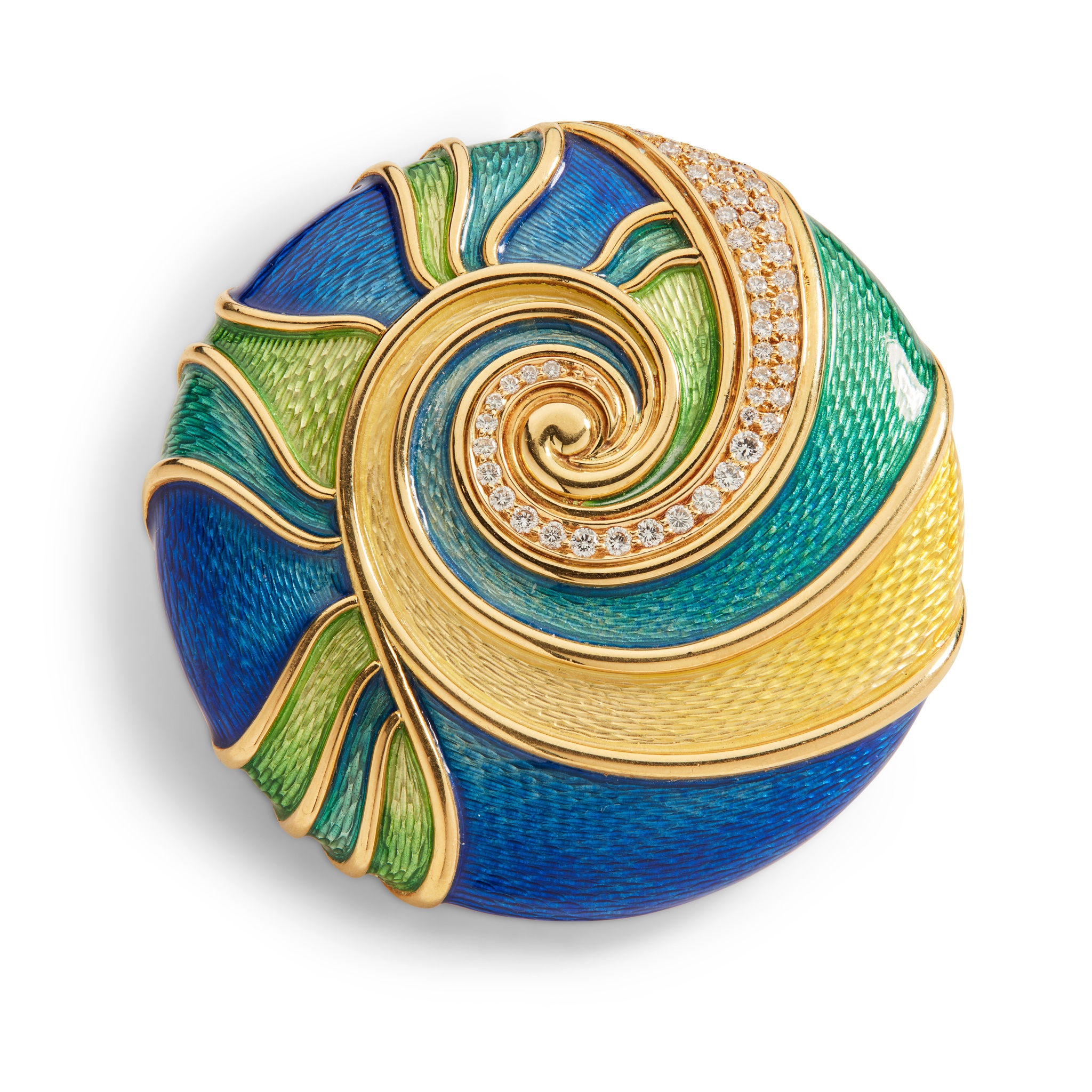 An enamel and diamond brooch, by Leo de Vroomen