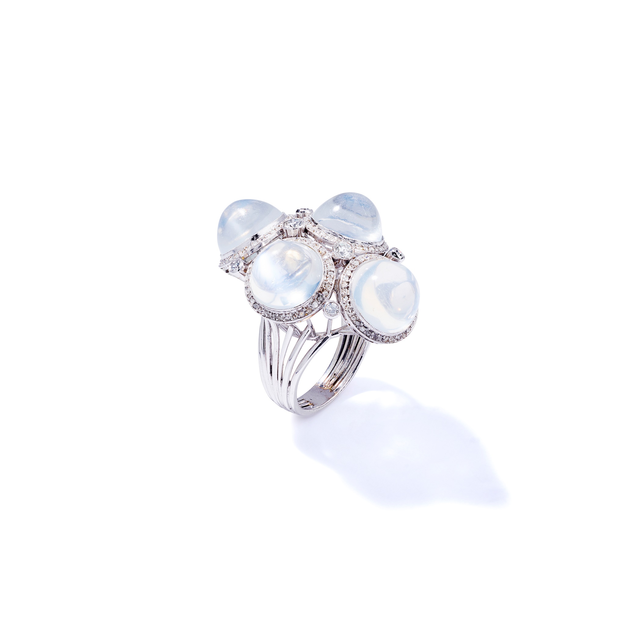 A moonstone and diamond dress ring