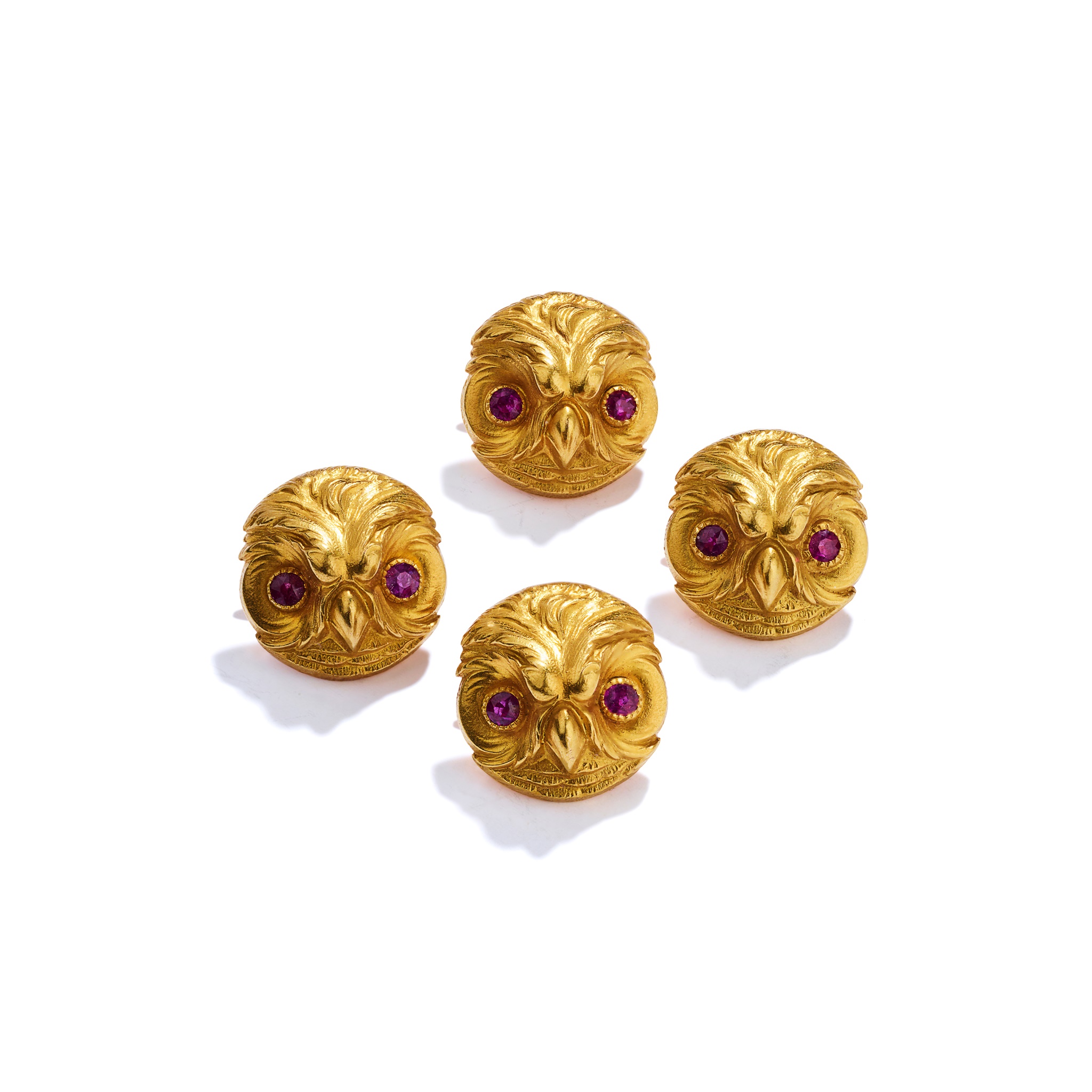 Attributed to Paul Robin: A set of four owl buttons, circa 1880