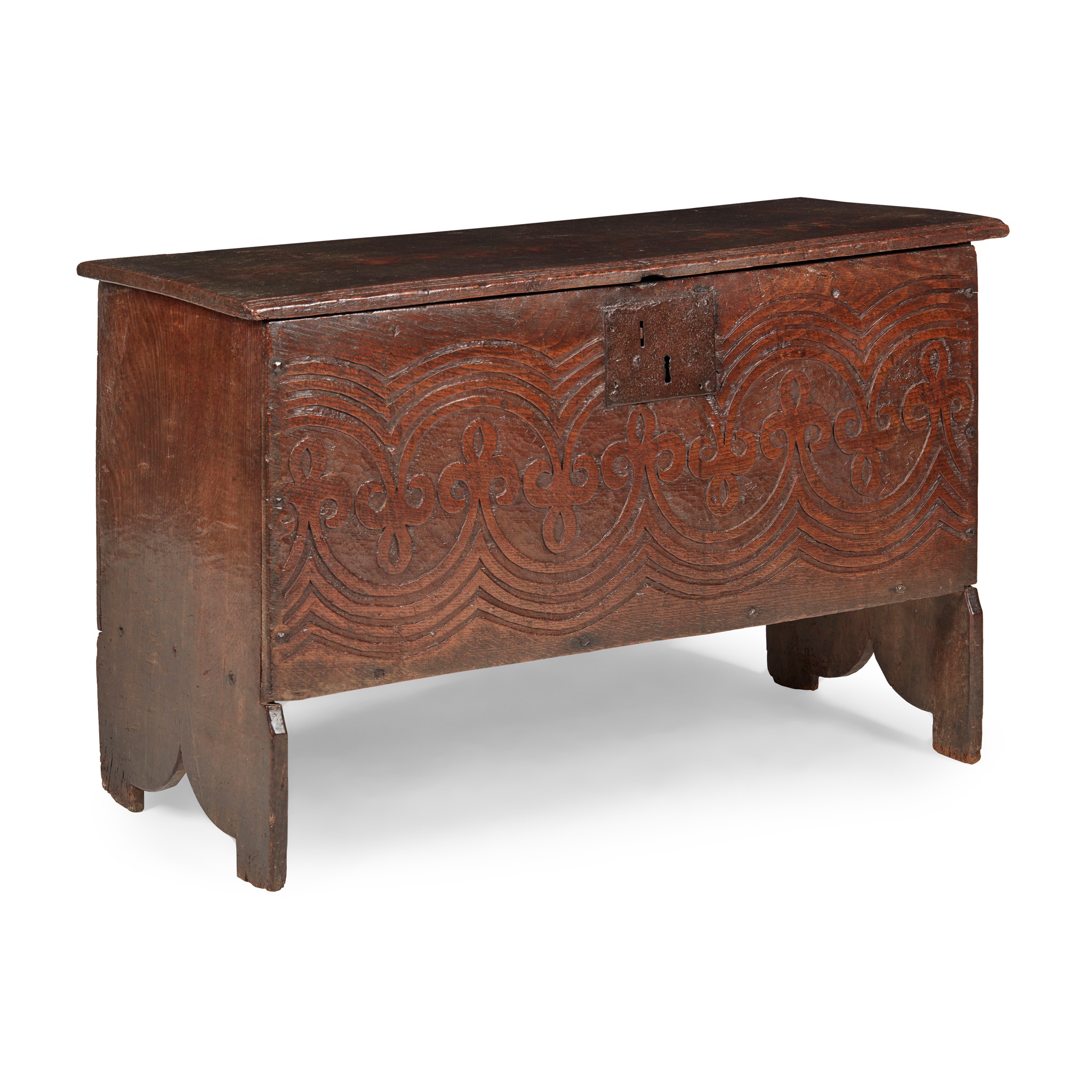 CHARLES I OAK BOARD CHEST