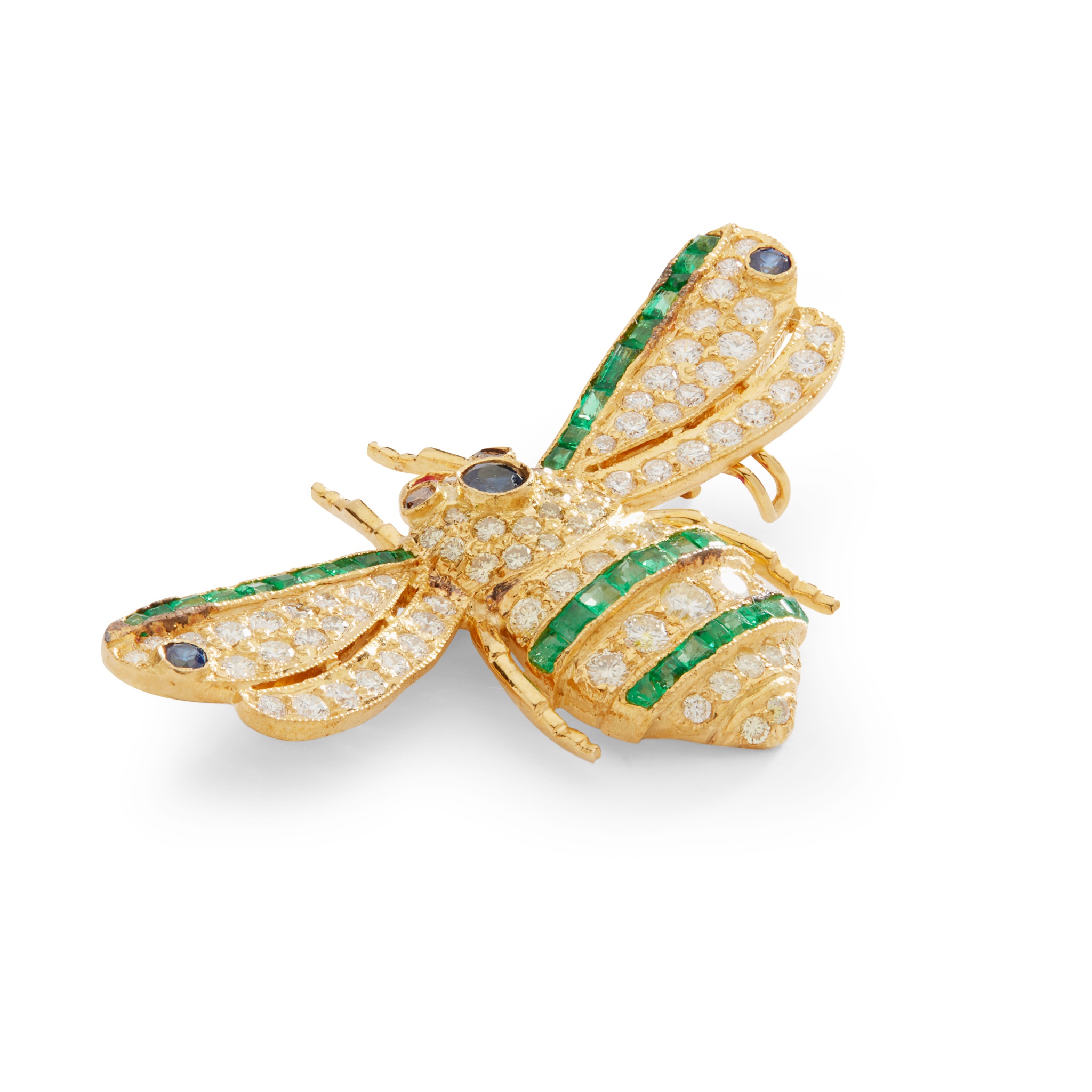 A multi-gem set bee brooch