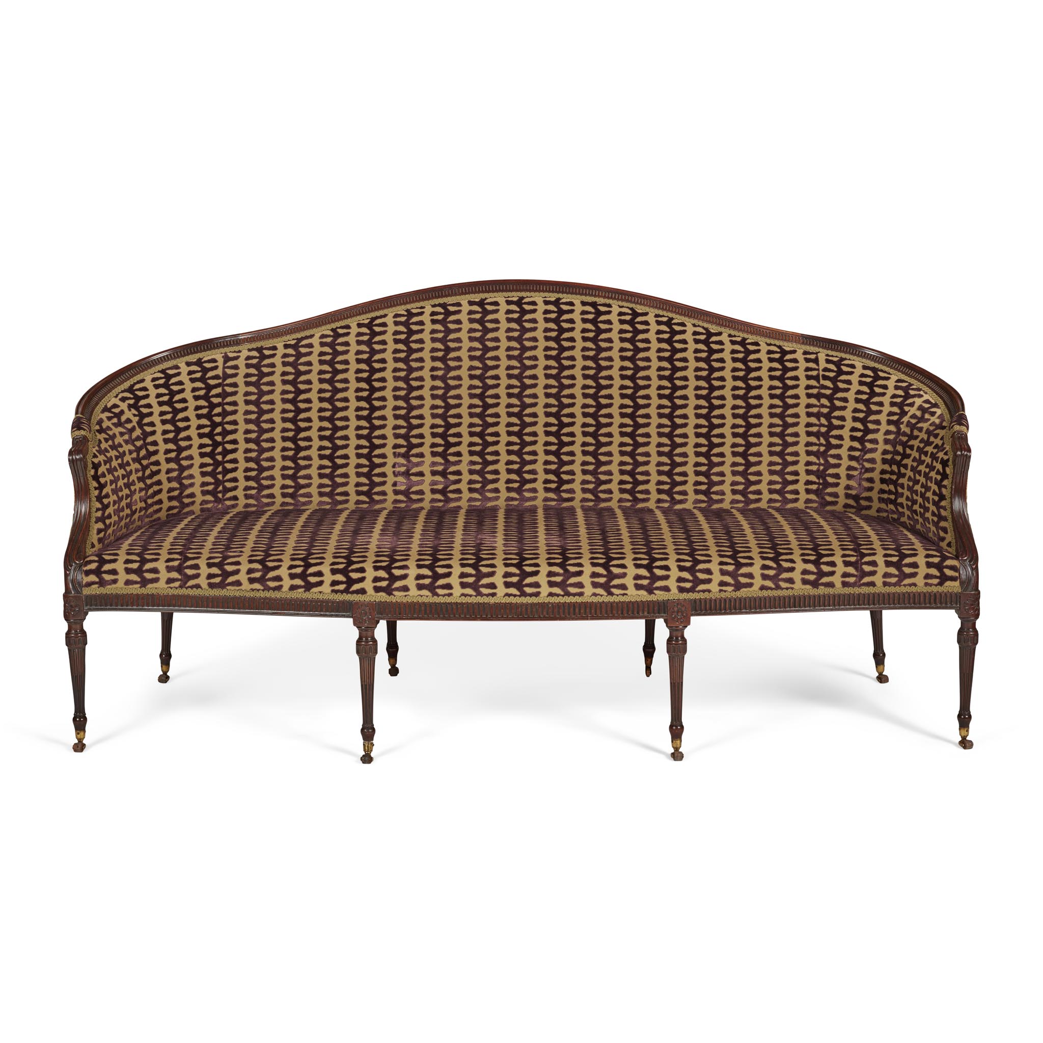 GEORGIAN STYLE MAHOGANY FRAMED SOFA IN THE HEPPLEWHITE TASTE