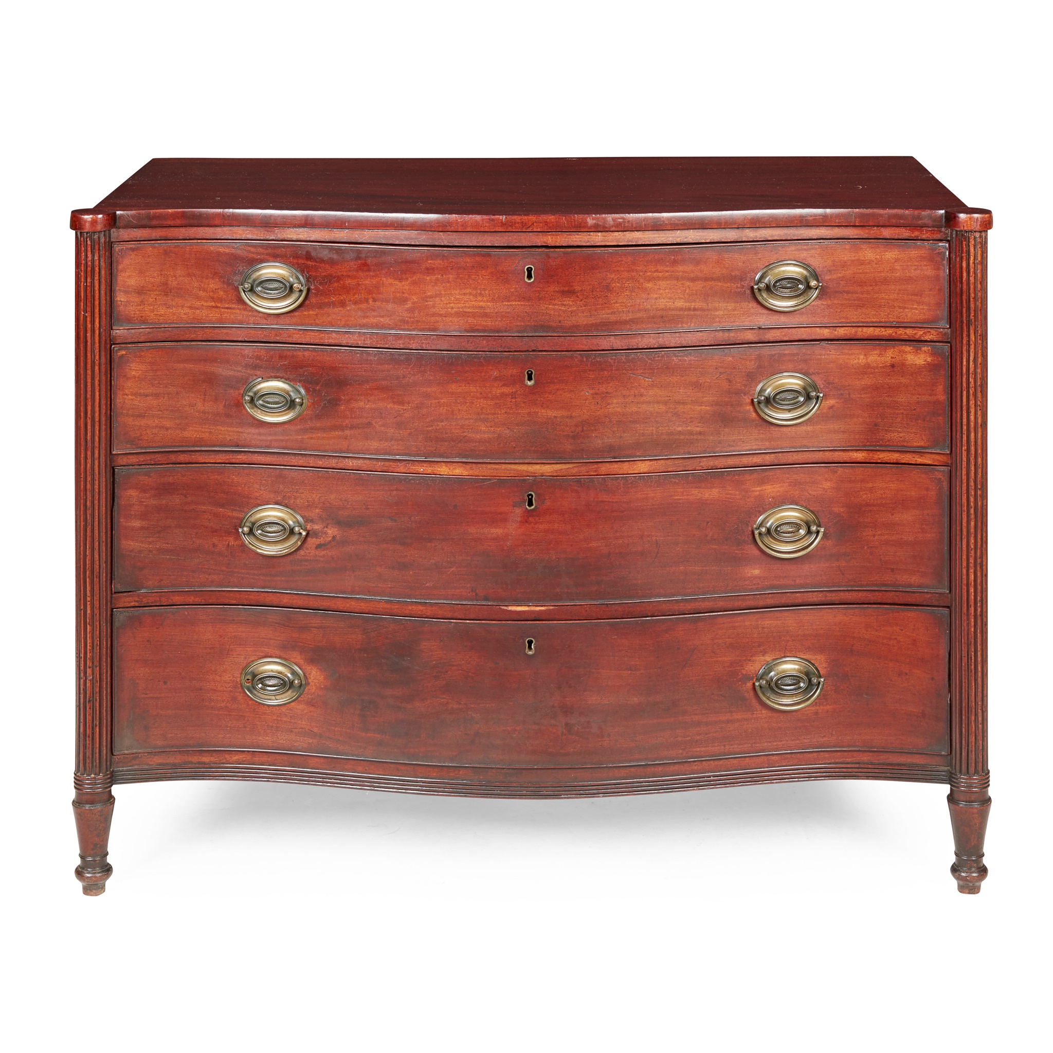 GEORGE III MAHOGANY SERPENTINE CHEST OF DRAWERS