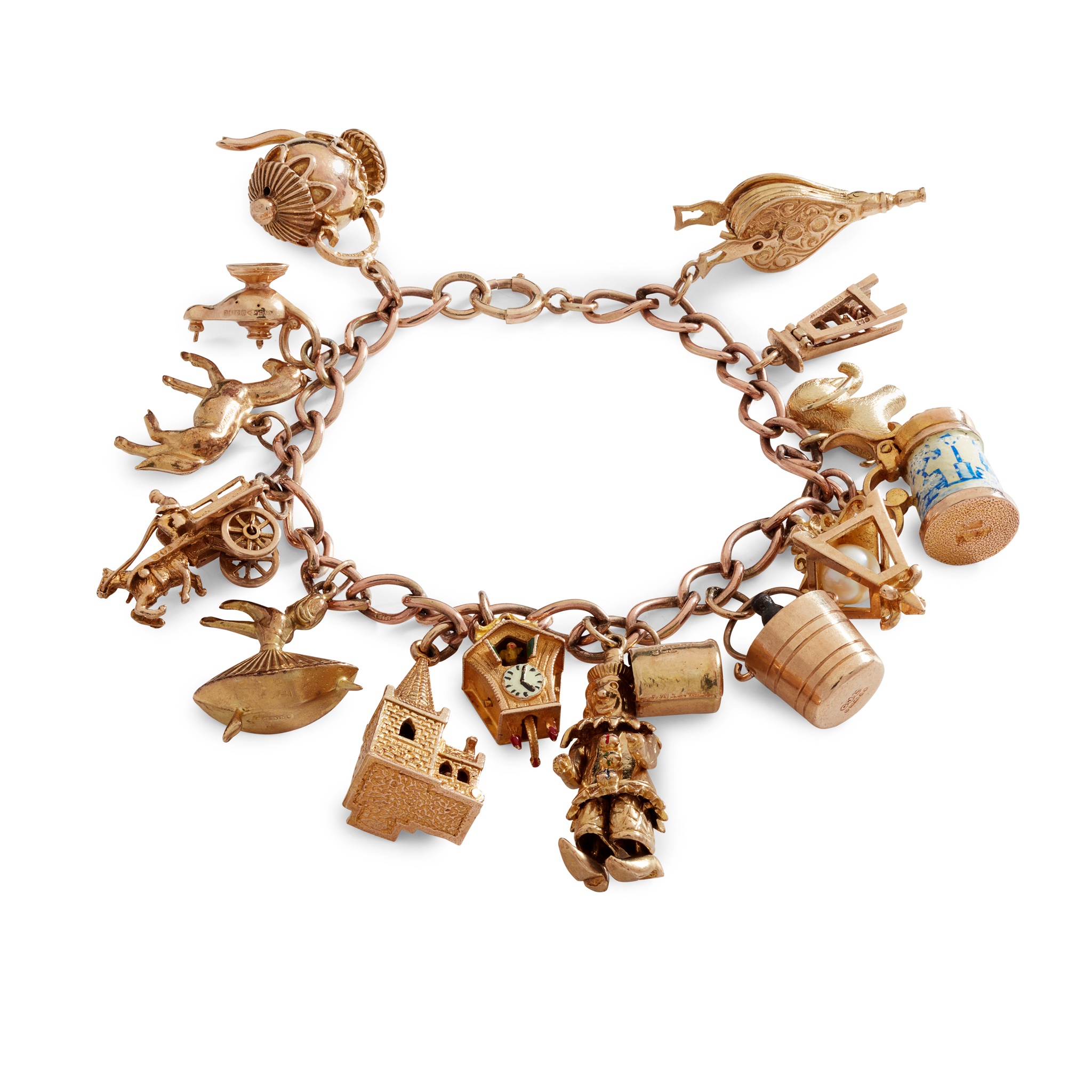 A 9ct gold charm bracelet