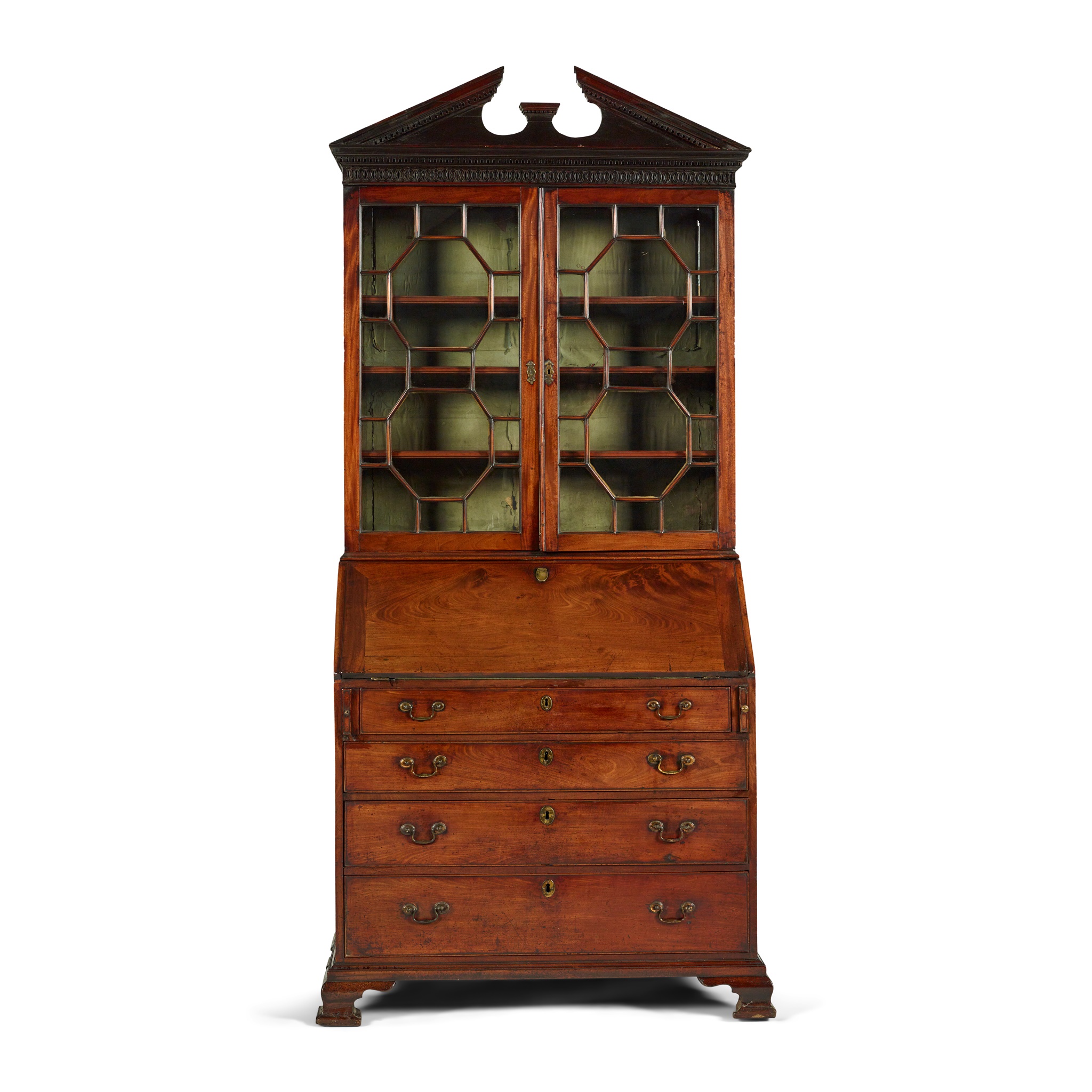 EARLY GEORGE III MAHOGANY BUREAU BOOKCASE