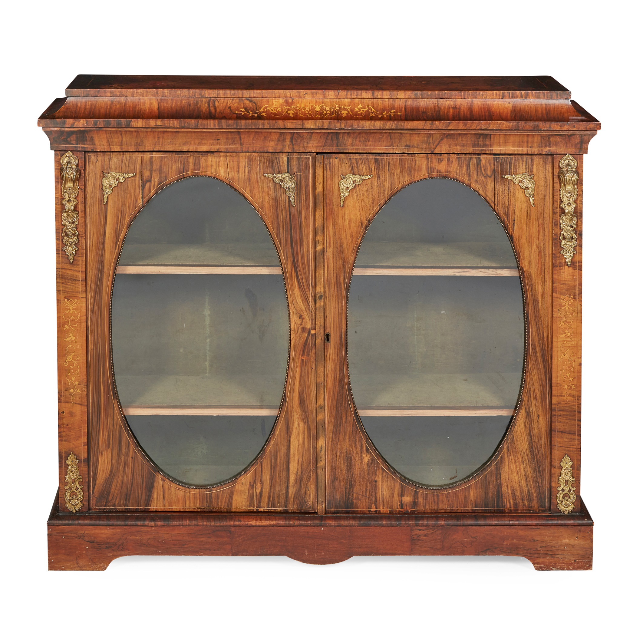 VICTORIAN SIMULATED WALNUT DISPLAY CABINET