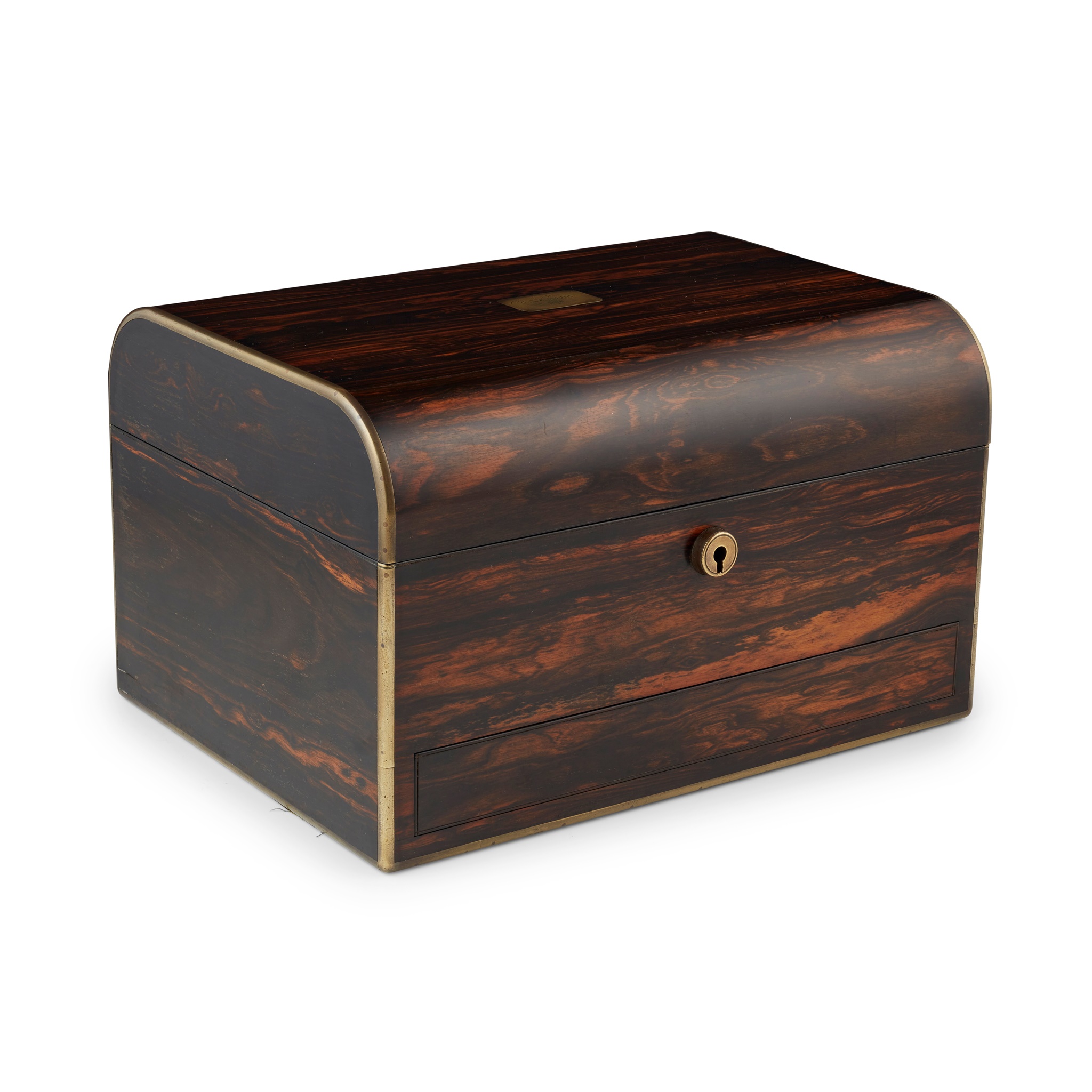 VICTORIAN COROMANDEL AND BRASS DRESSING CASE