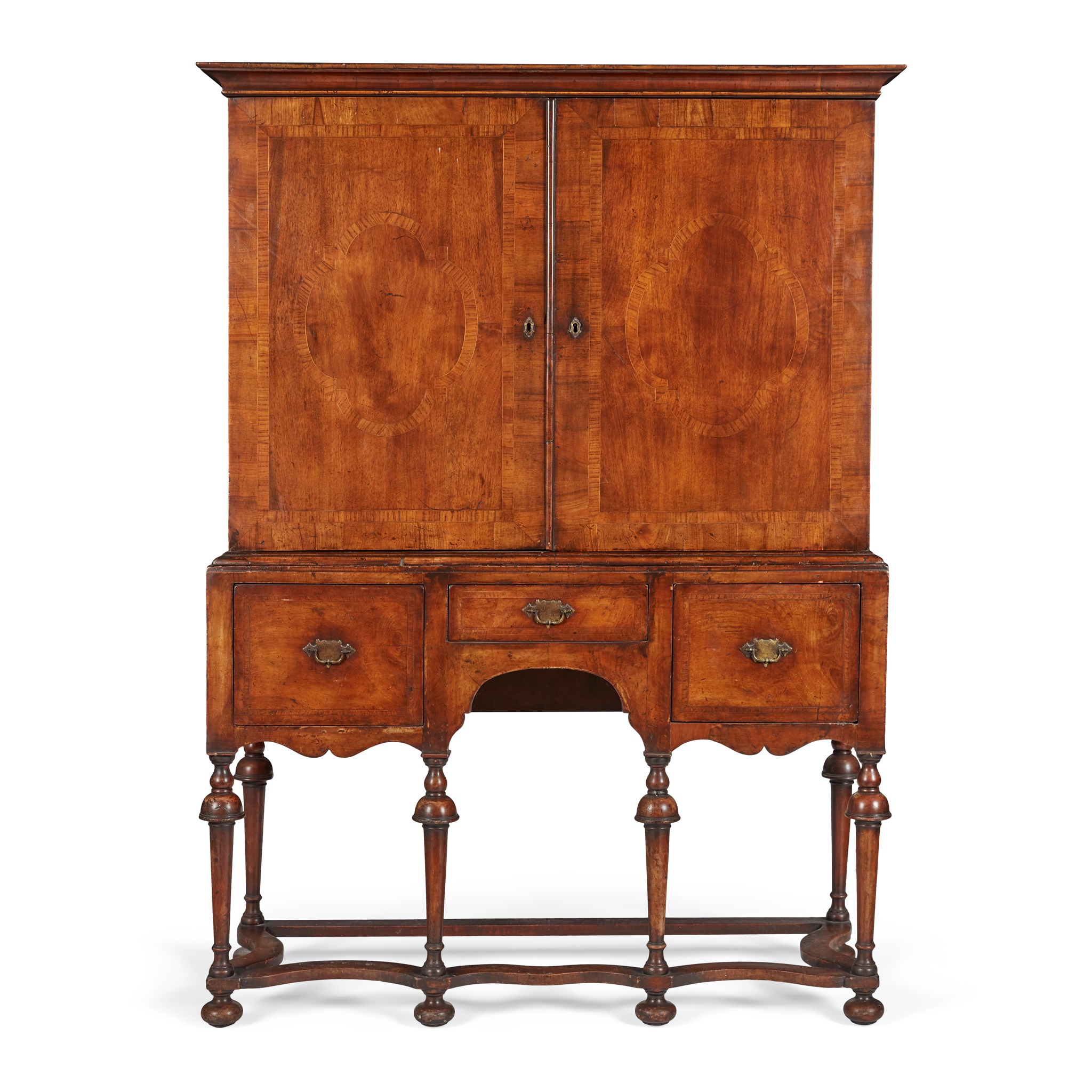QUEEN ANNE STYLE WALNUT CABINET-ON-STAND