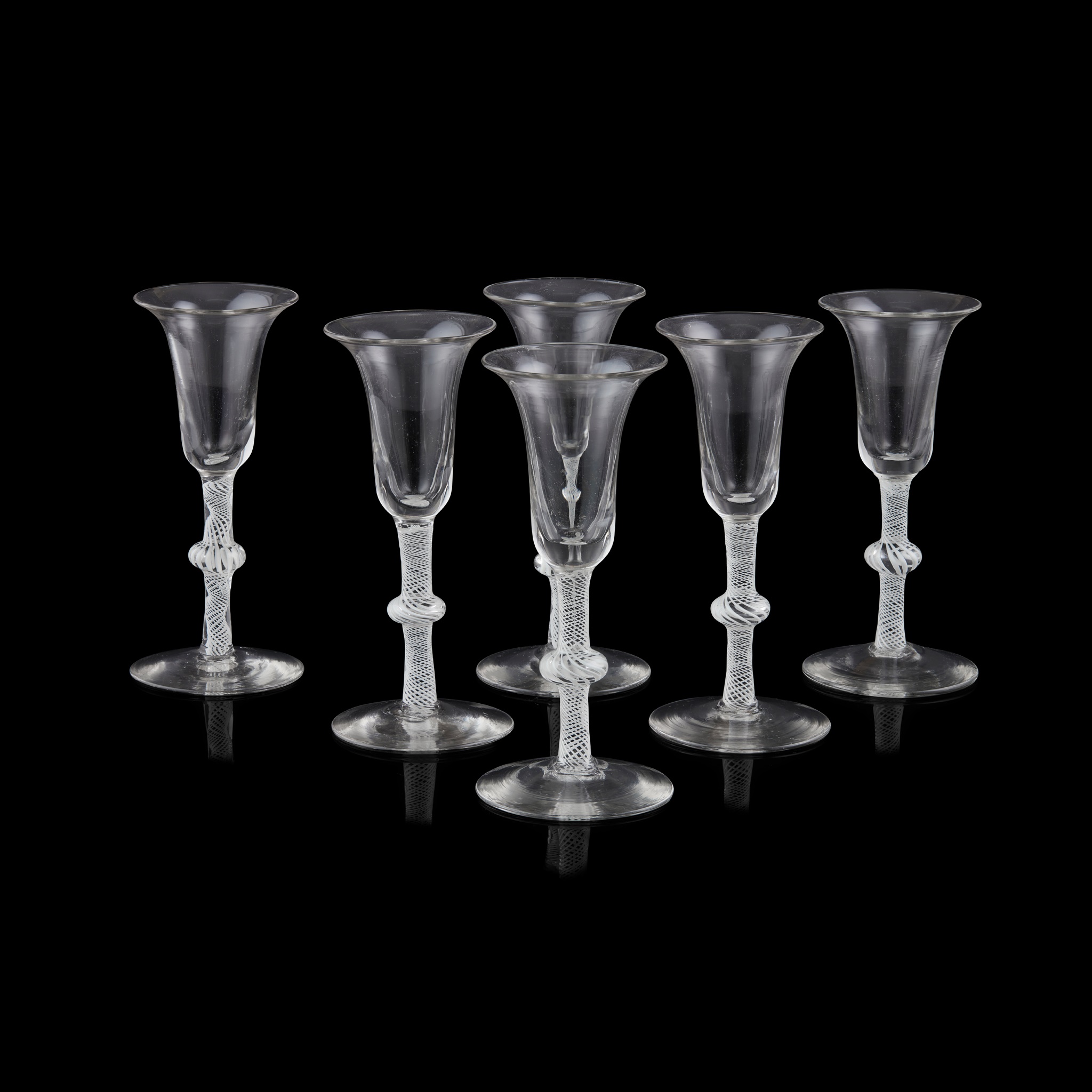 SET OF SIX CONTINENTAL OPAQUE TWIST SODA GLASSES