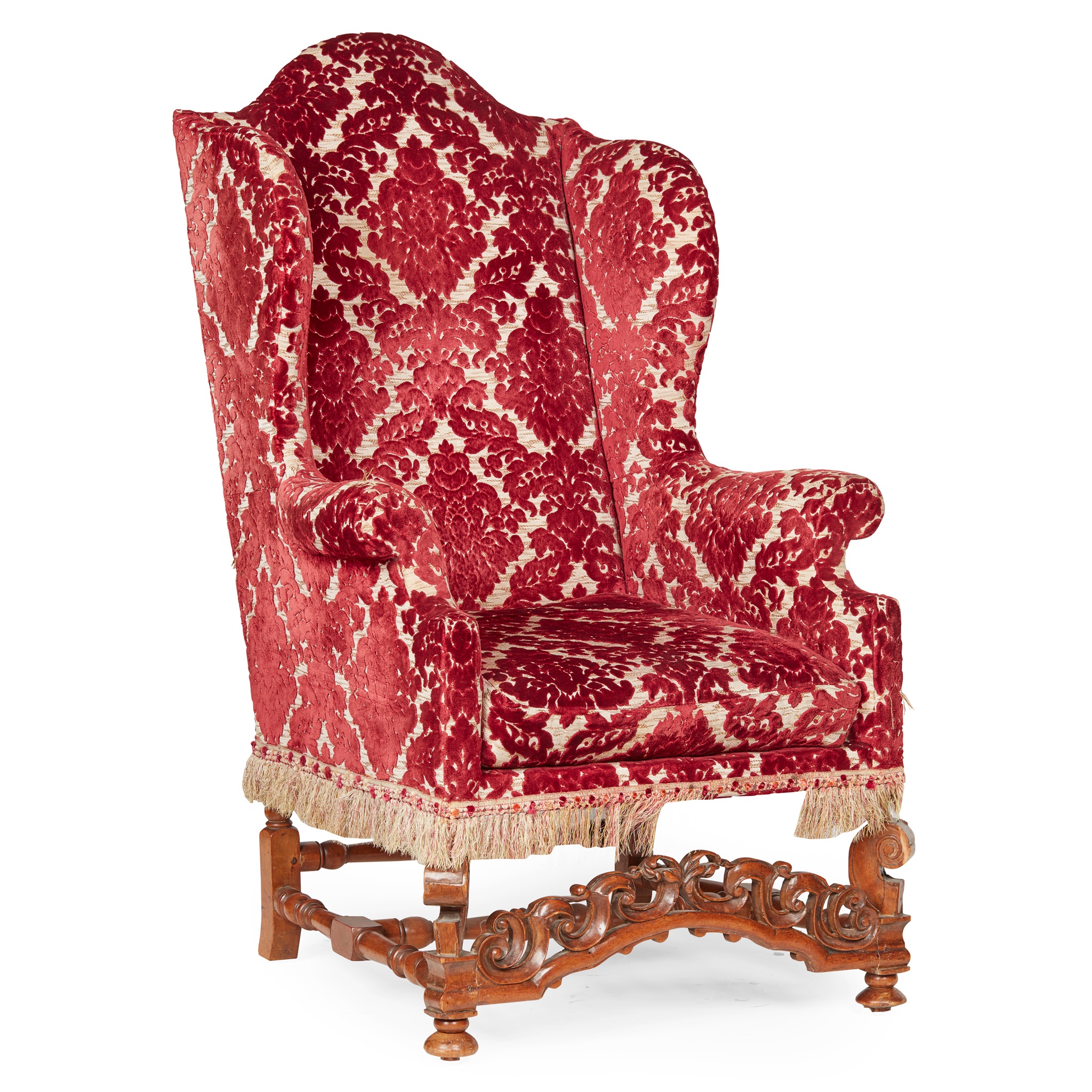 WILLIAM AND MARY STYLE WALNUT WING ARMCHAIR