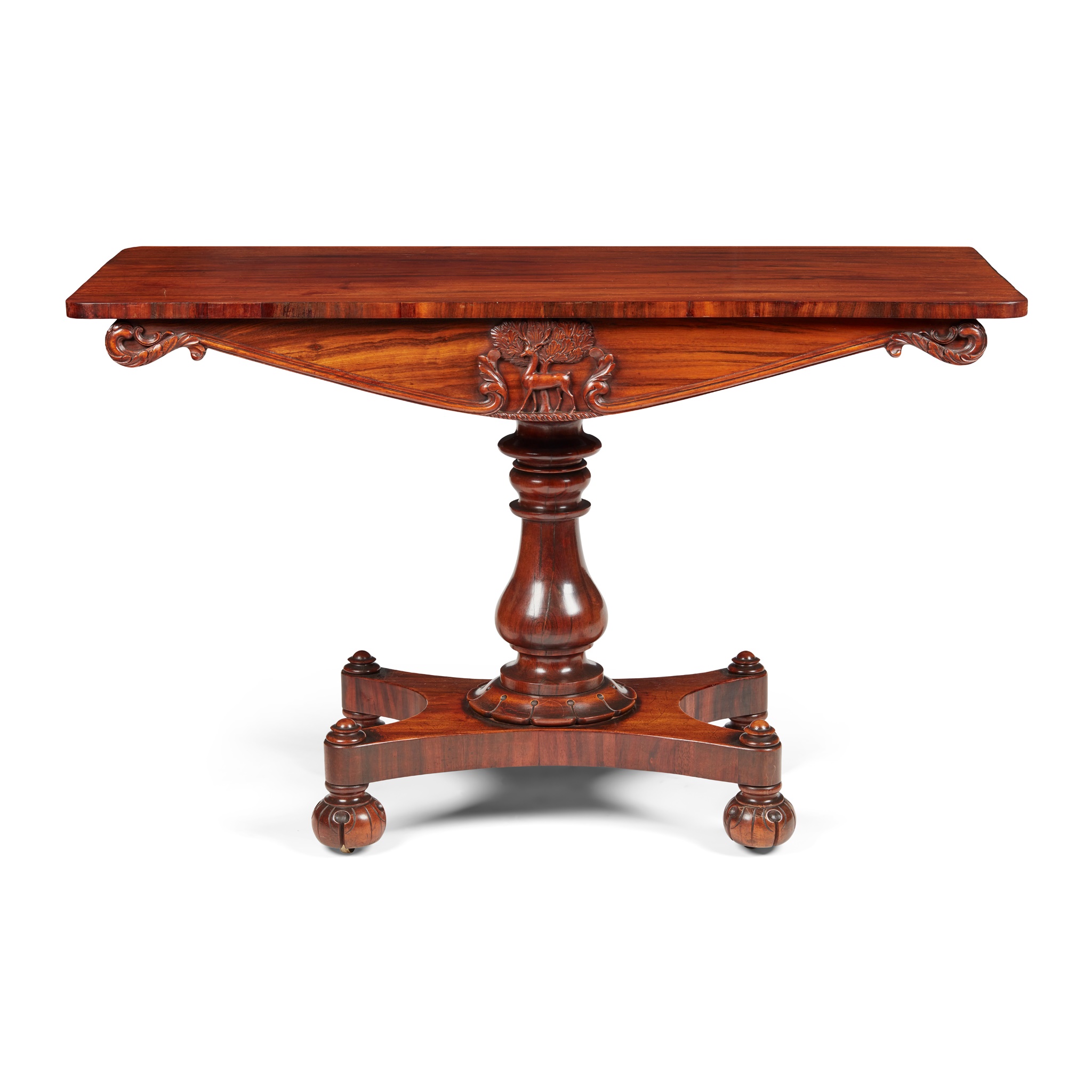 A FINE REGENCY GONCALO ALVES CENTRE TABLE, ATTRIBUTED TO JAMES MEIN OF KELSO