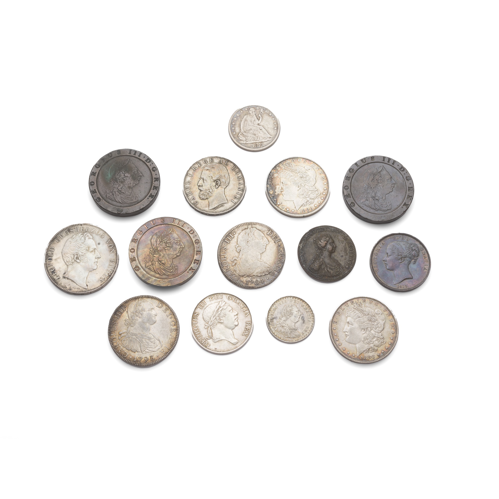A mixed collection of American, British and other coins