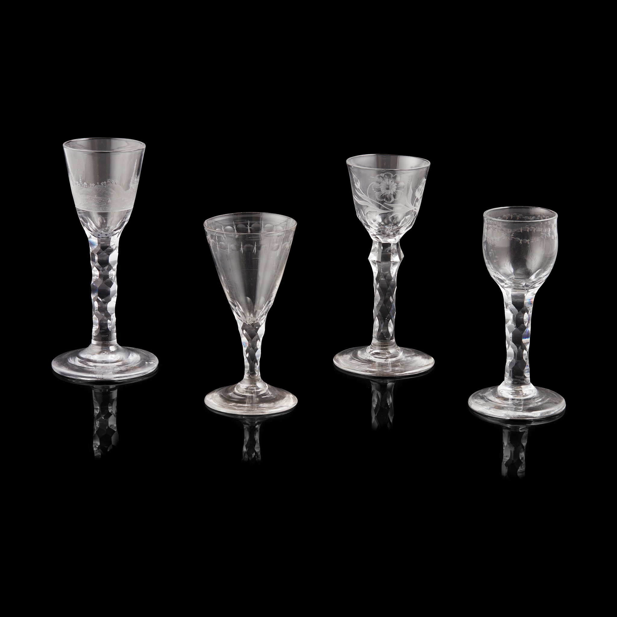 FOUR FACET STEMMED WINE GLASSES