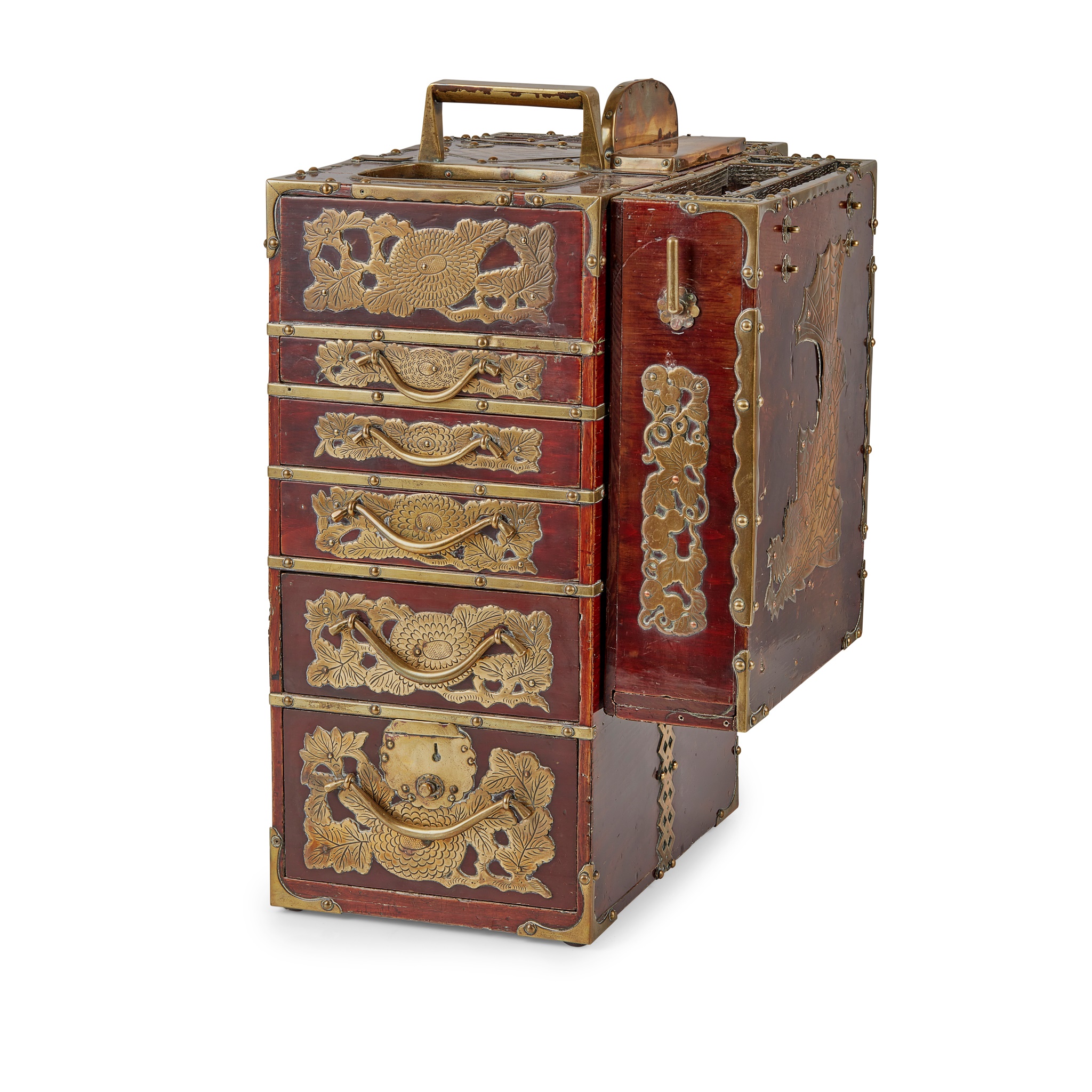 BRASS APPLIQUE PORTABLE MEDICINE BOX