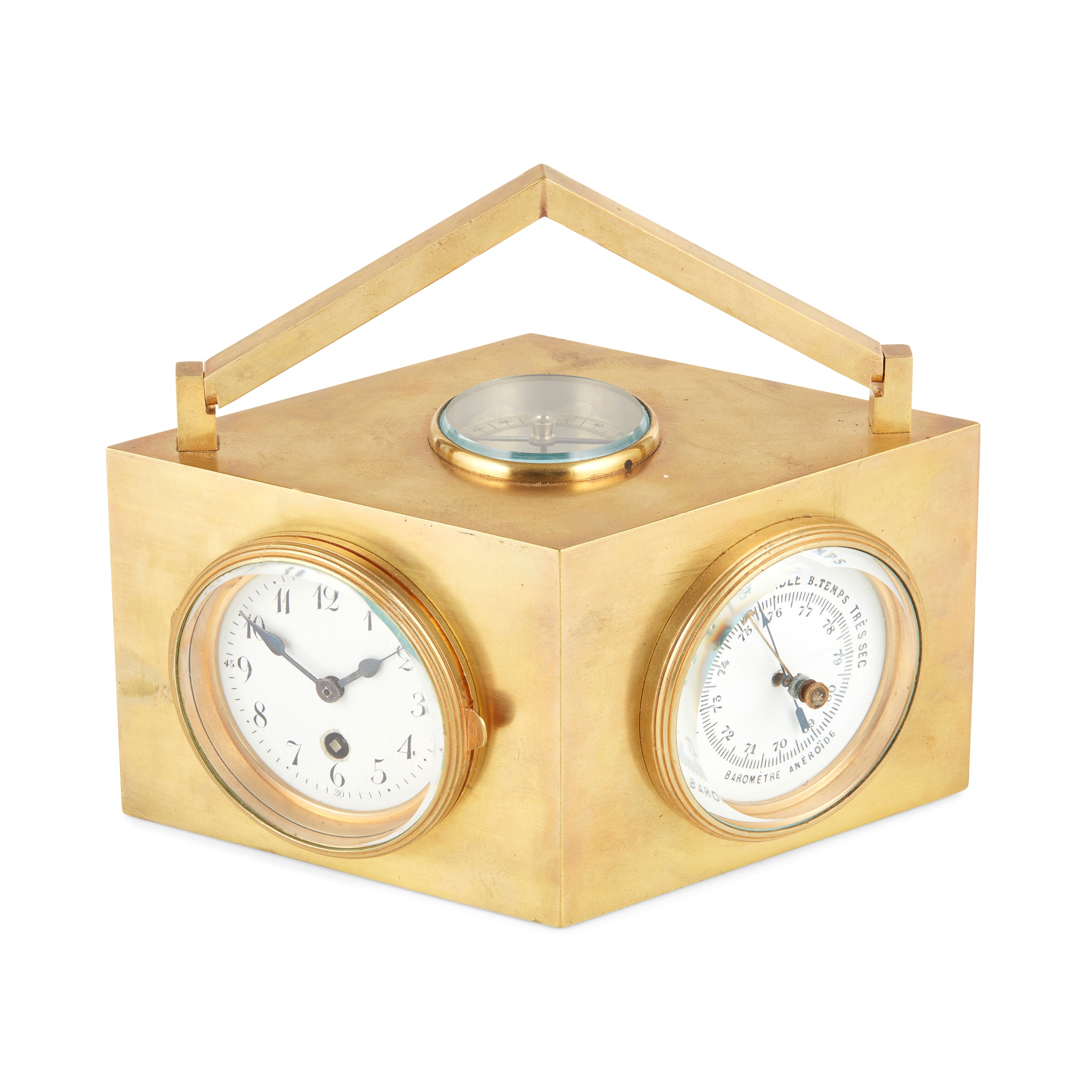 FRENCH BRASS DESK COMPENDIUM/ WEATHER STATION