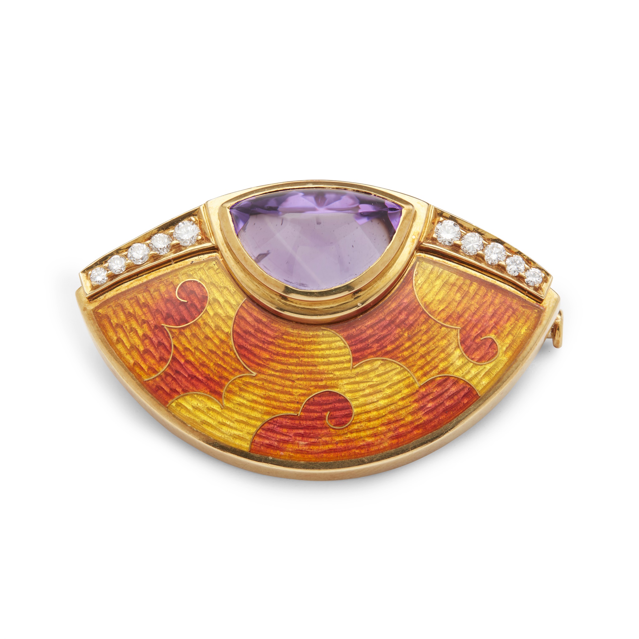 Leo de Vroomen: An amethyst, diamond and enamel brooch