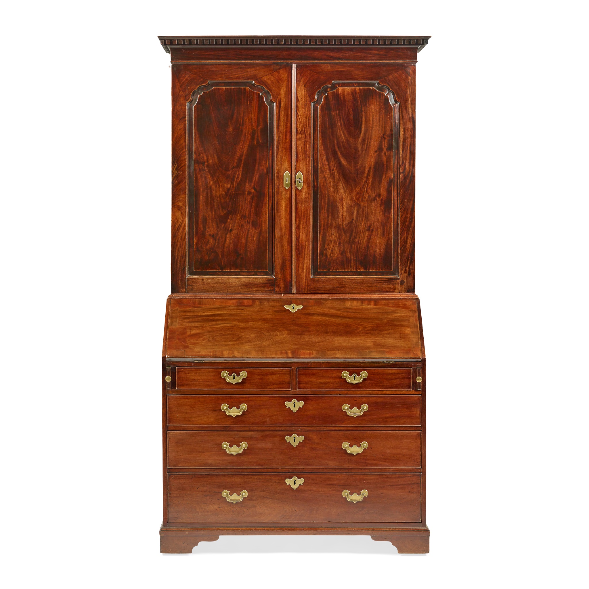 GEORGE II MAHOGANY BUREAU BOOKCASE