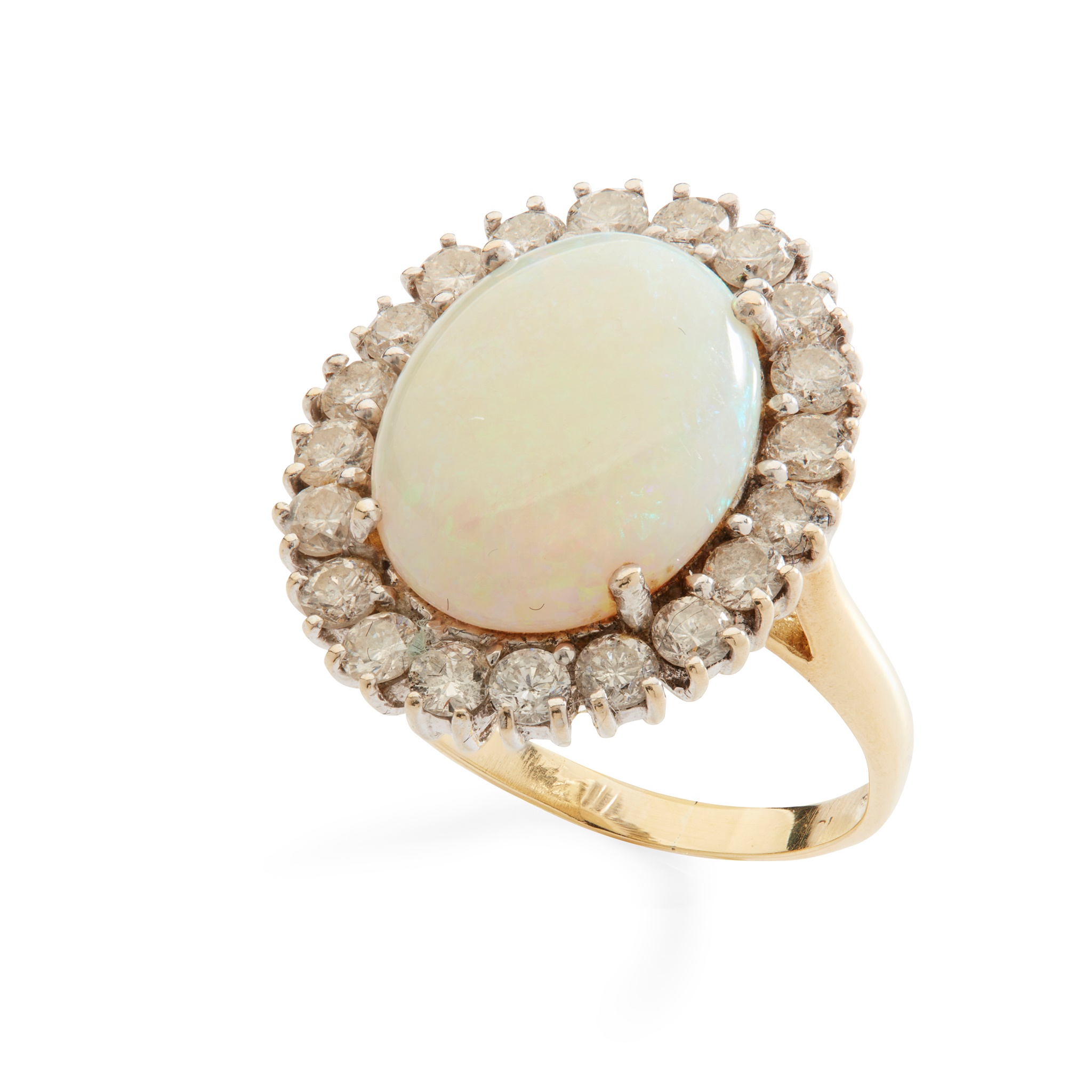 An opal and diamond cluster ring