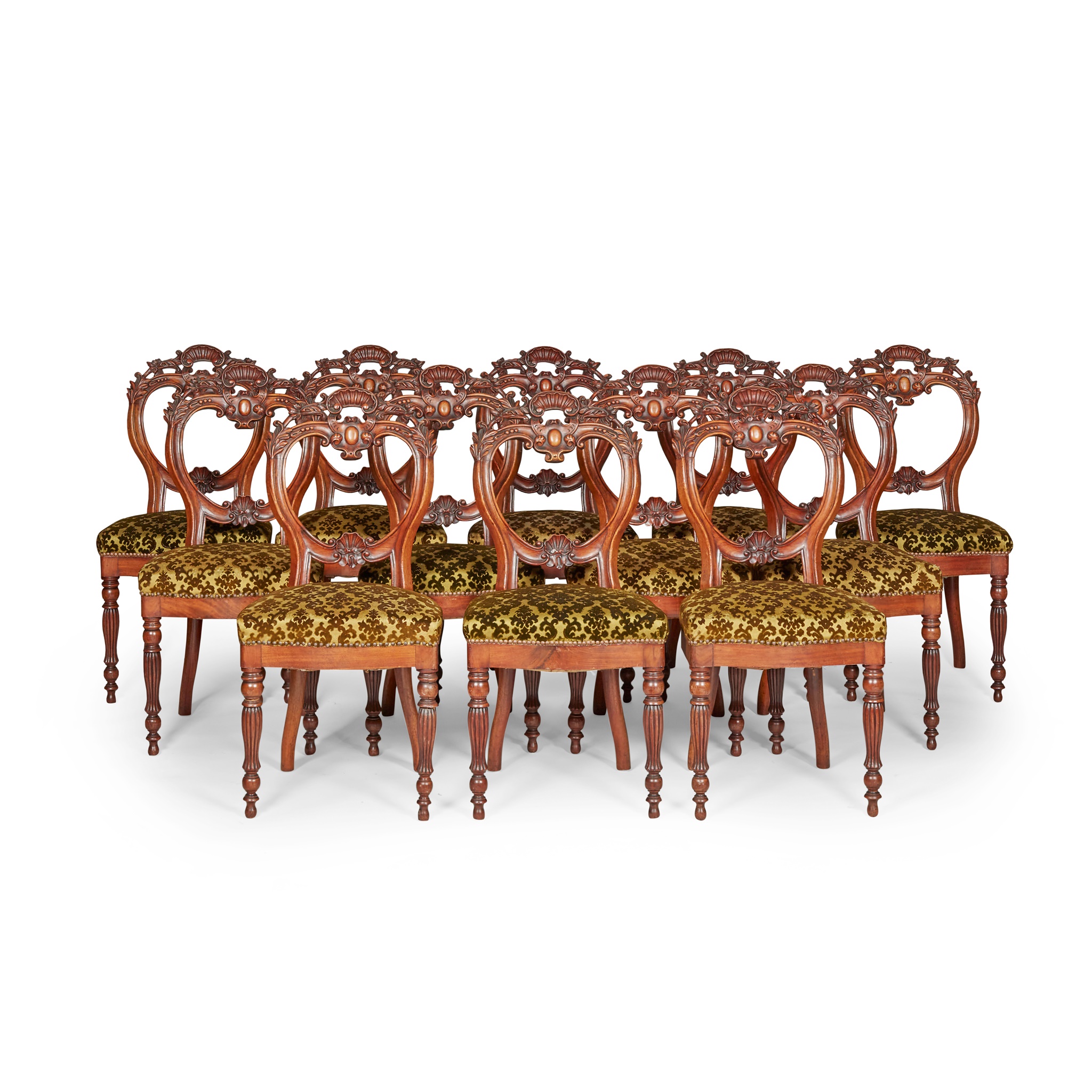 SET OF TWELVE VICTORIAN MAHOGANY PARLOUR CHAIRS