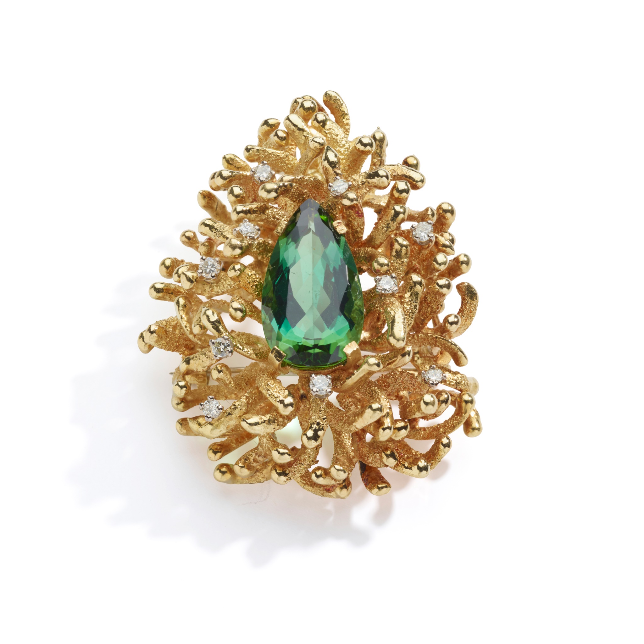 A tourmaline and diamond pendant/brooch, by Alan Martin Gard, circa 1980
