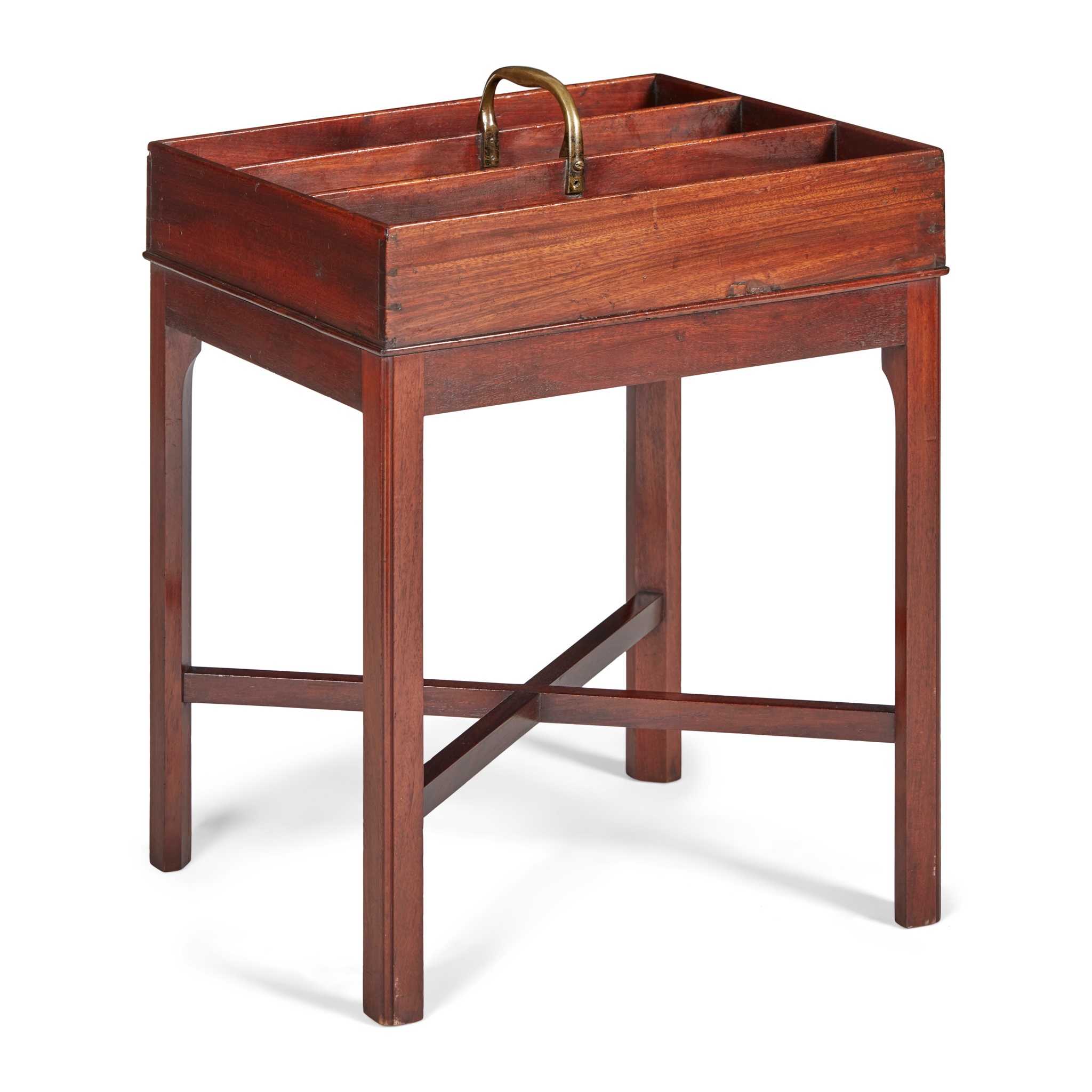 GEORGE III MAHOGANY BUTLER'S CUTLERY TRAY-ON-STAND