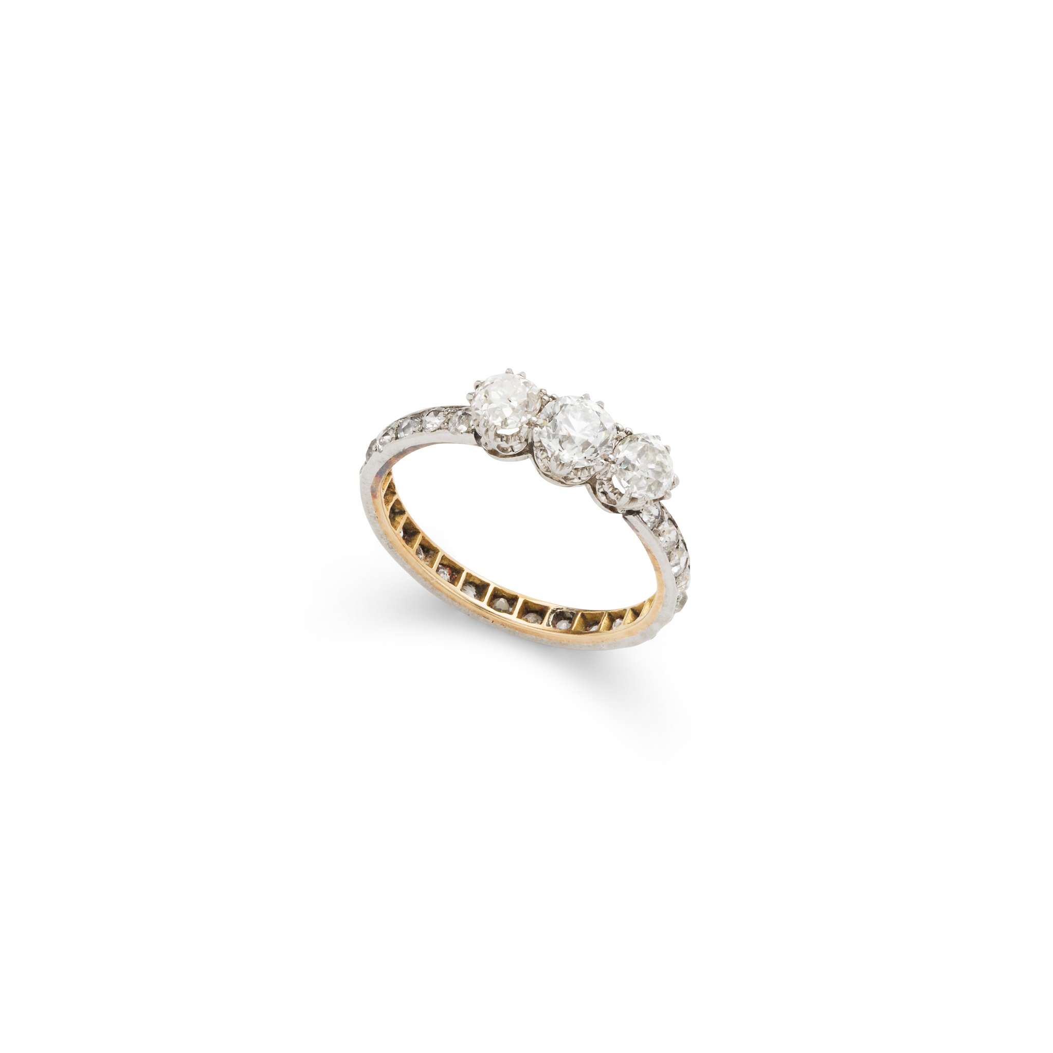 A diamond three-stone ring