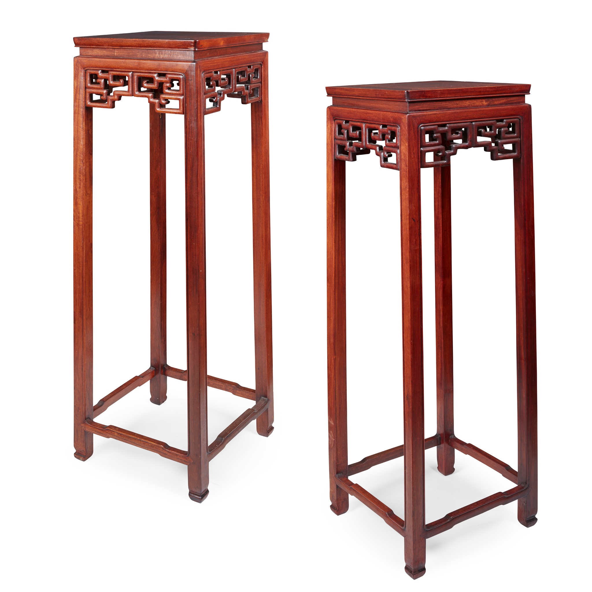 PAIR OF HARDWOOD JARDINIÈRE STANDS