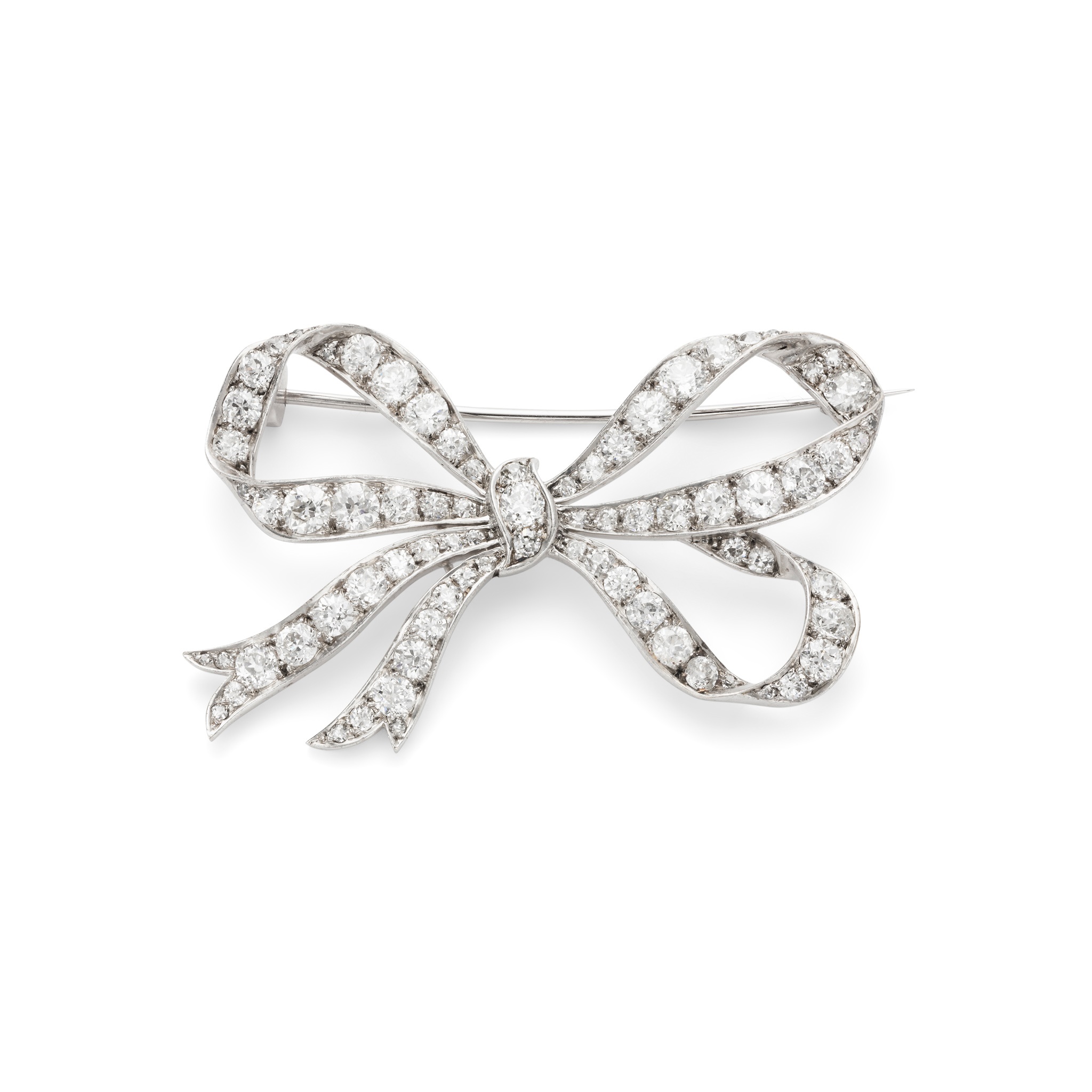 A diamond bow brooch