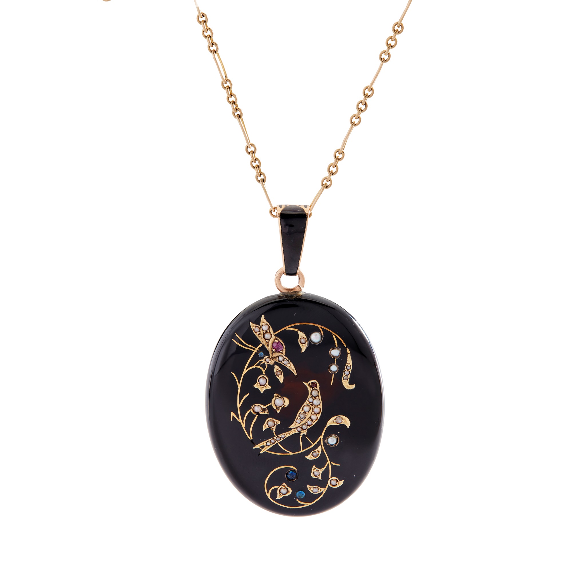 A French onyx and gem-set pendant