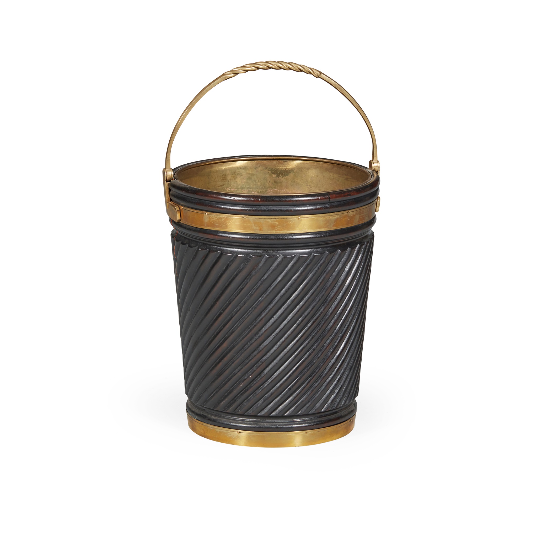 GEORGIAN IRISH STYLE BRASS MOUNTED MAHOGANY PEAT BUCKET