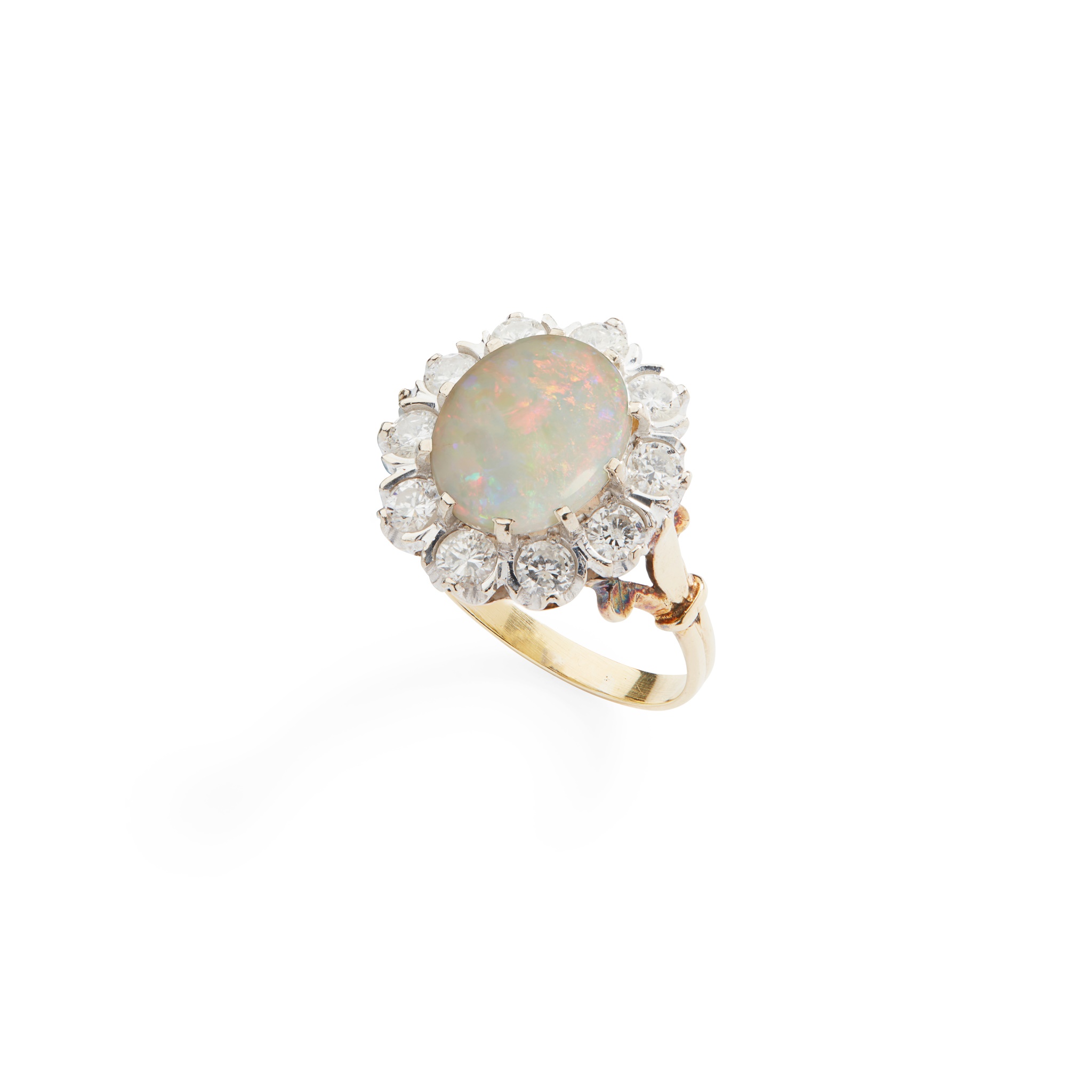 An opal and diamond cluster ring
