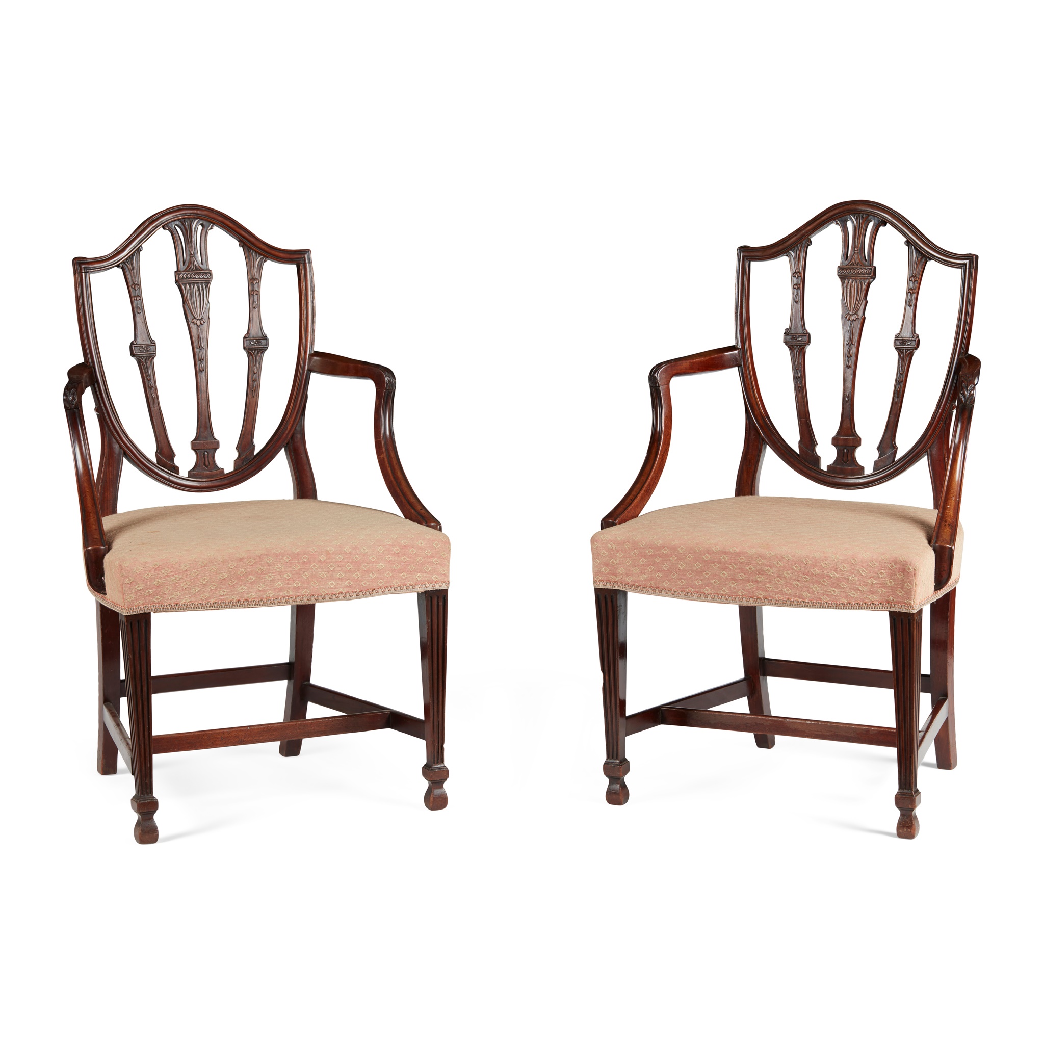 PAIR OF LATE GEORGE III MAHOGANY ARMCHAIRS