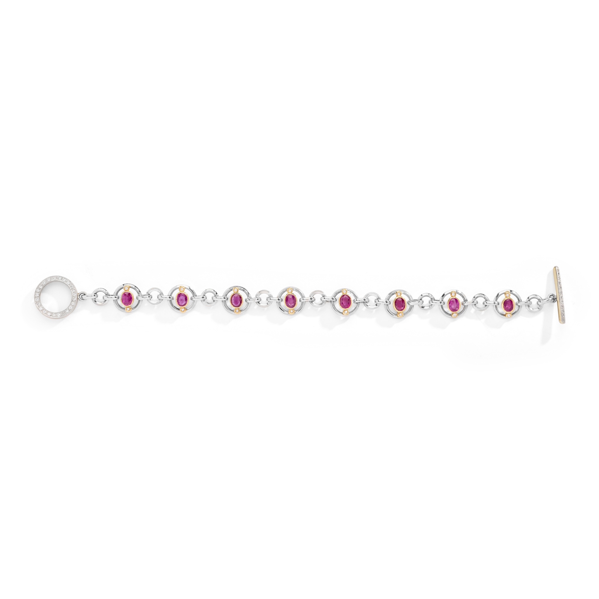 A ruby and diamond bracelet