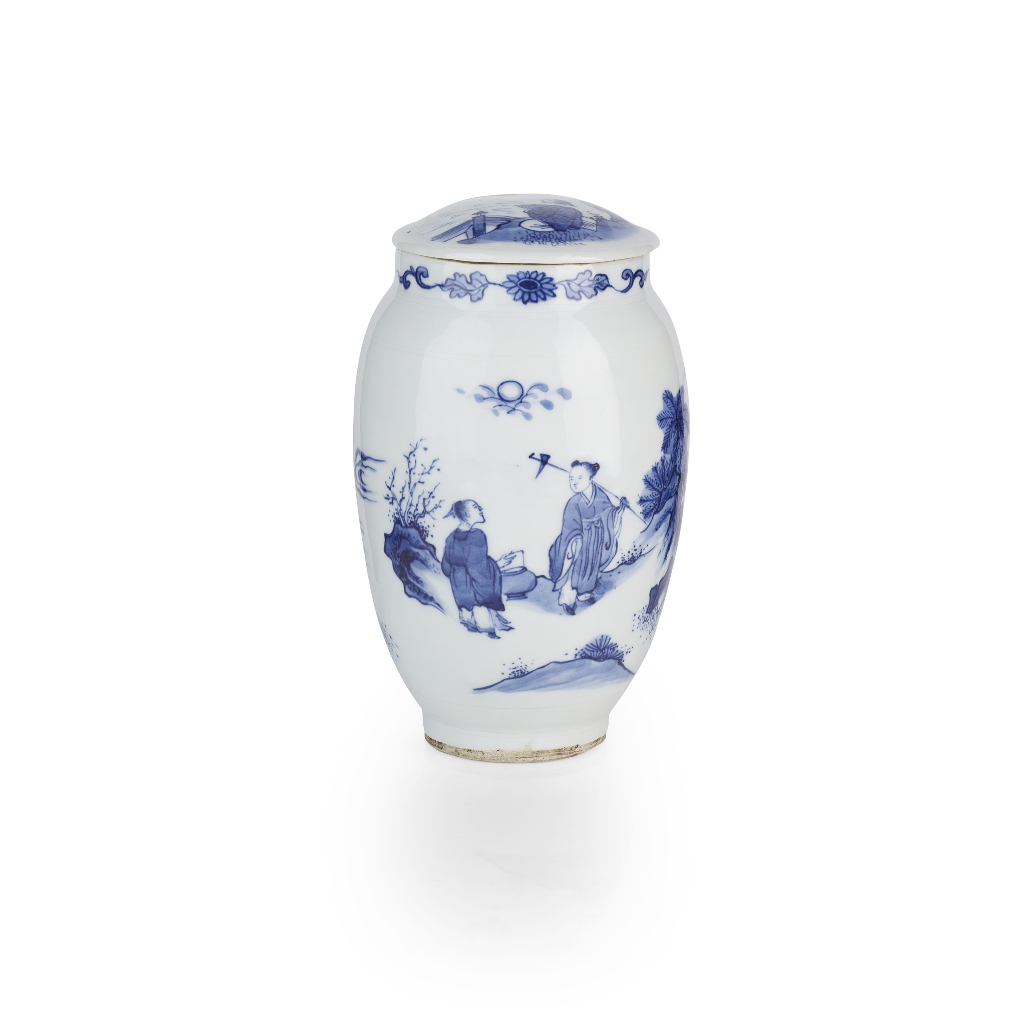 BLUE AND WHITE LIDDED JAR