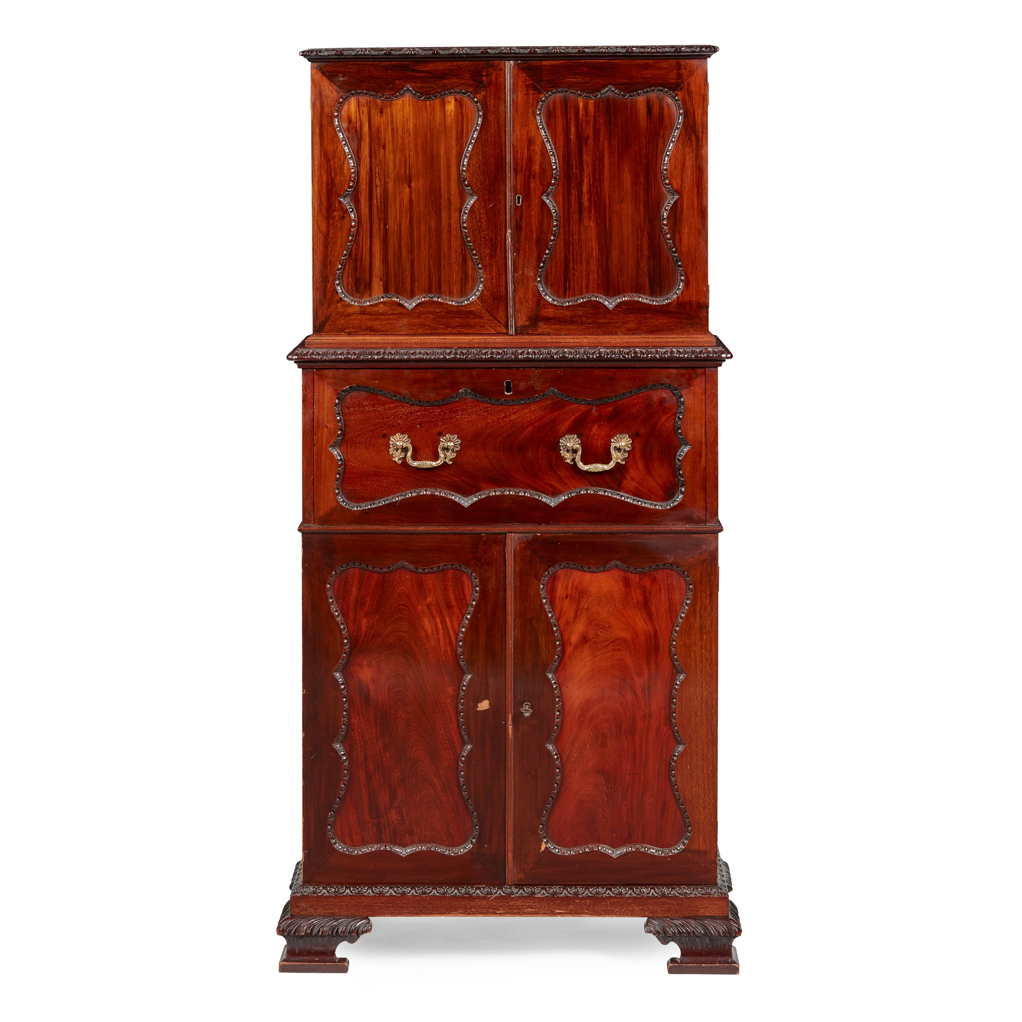 CHIPPENDALE STYLE MAHOGANY BUREAU CABINET