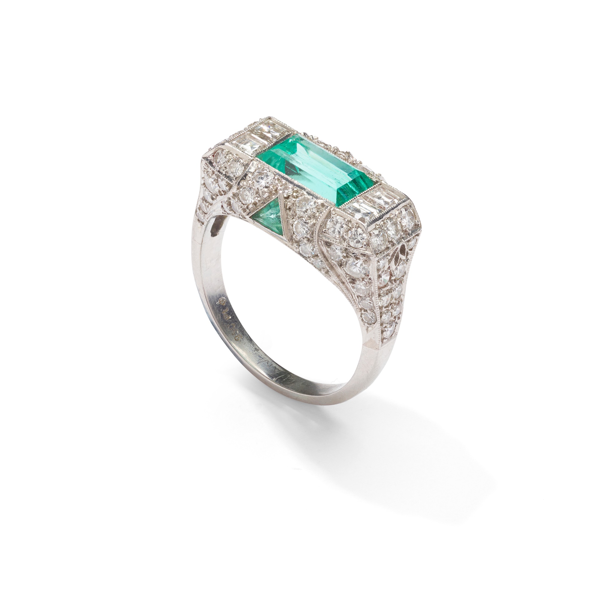 An American Art Deco emerald and diamond ring, circa 1930