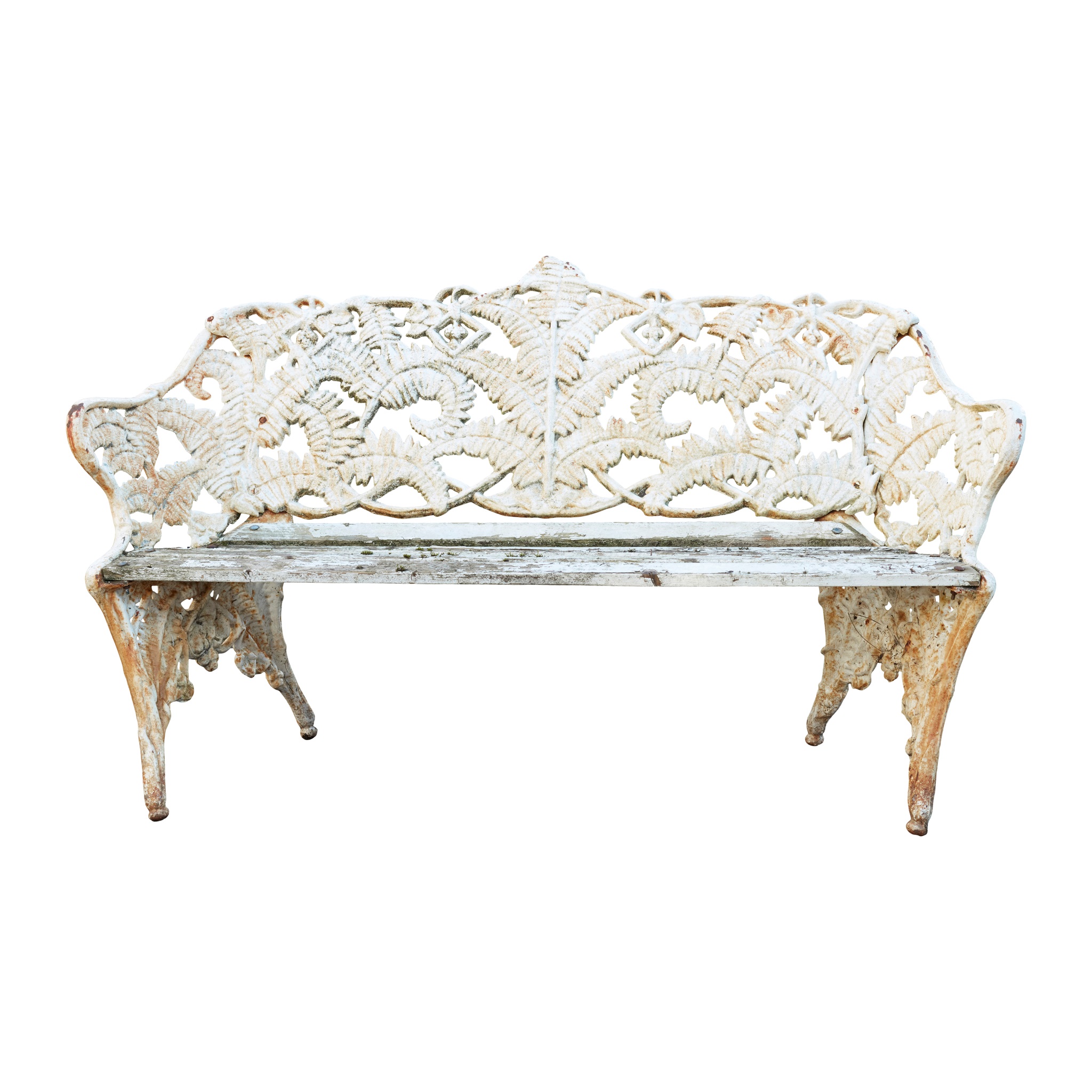 COALBROOKDALE STYLE PAINTED CAST IRON 'FERN AND BLACKBERRY' GARDEN BENCH