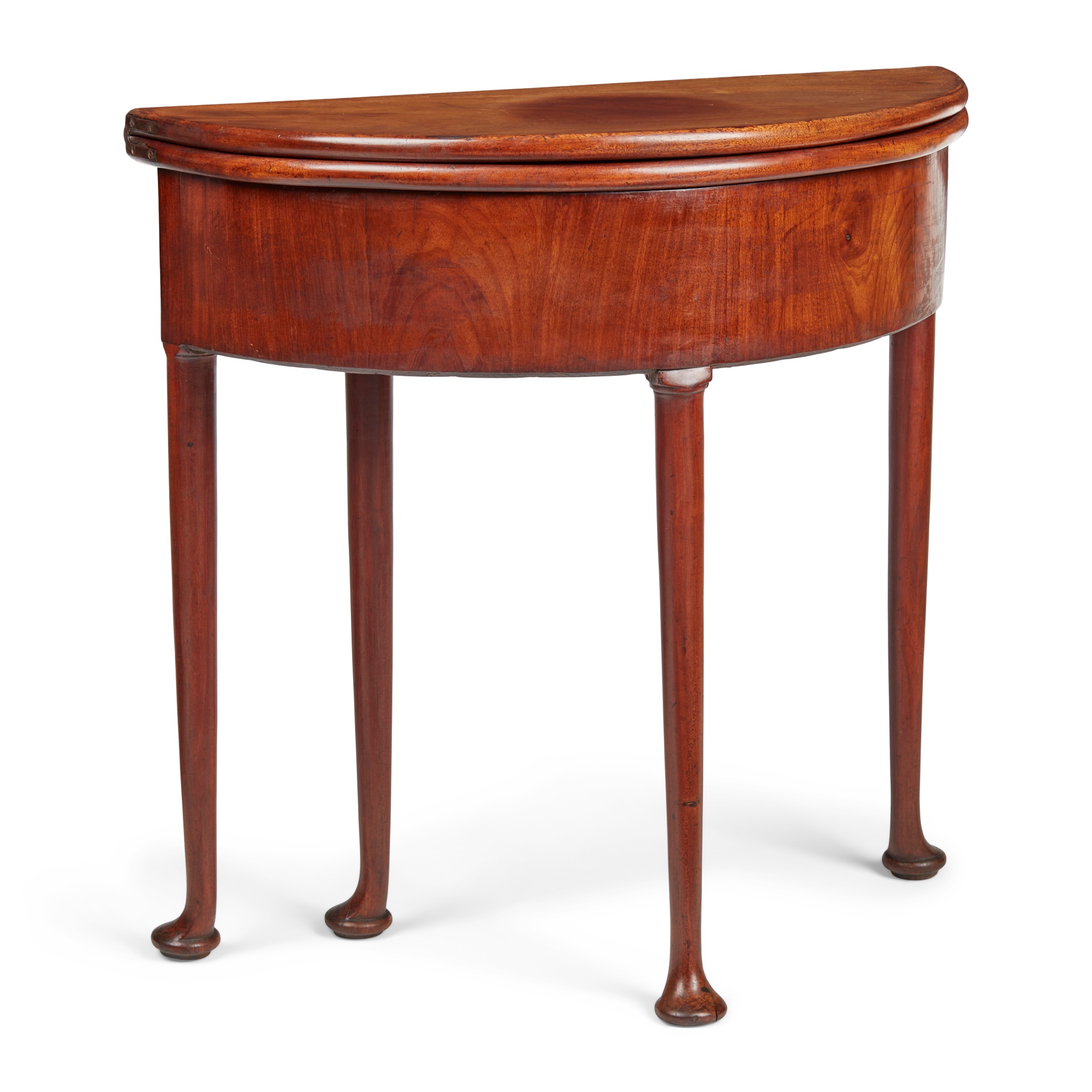 GEORGE II MAHOGANY DEMILUNE TEA TABLE